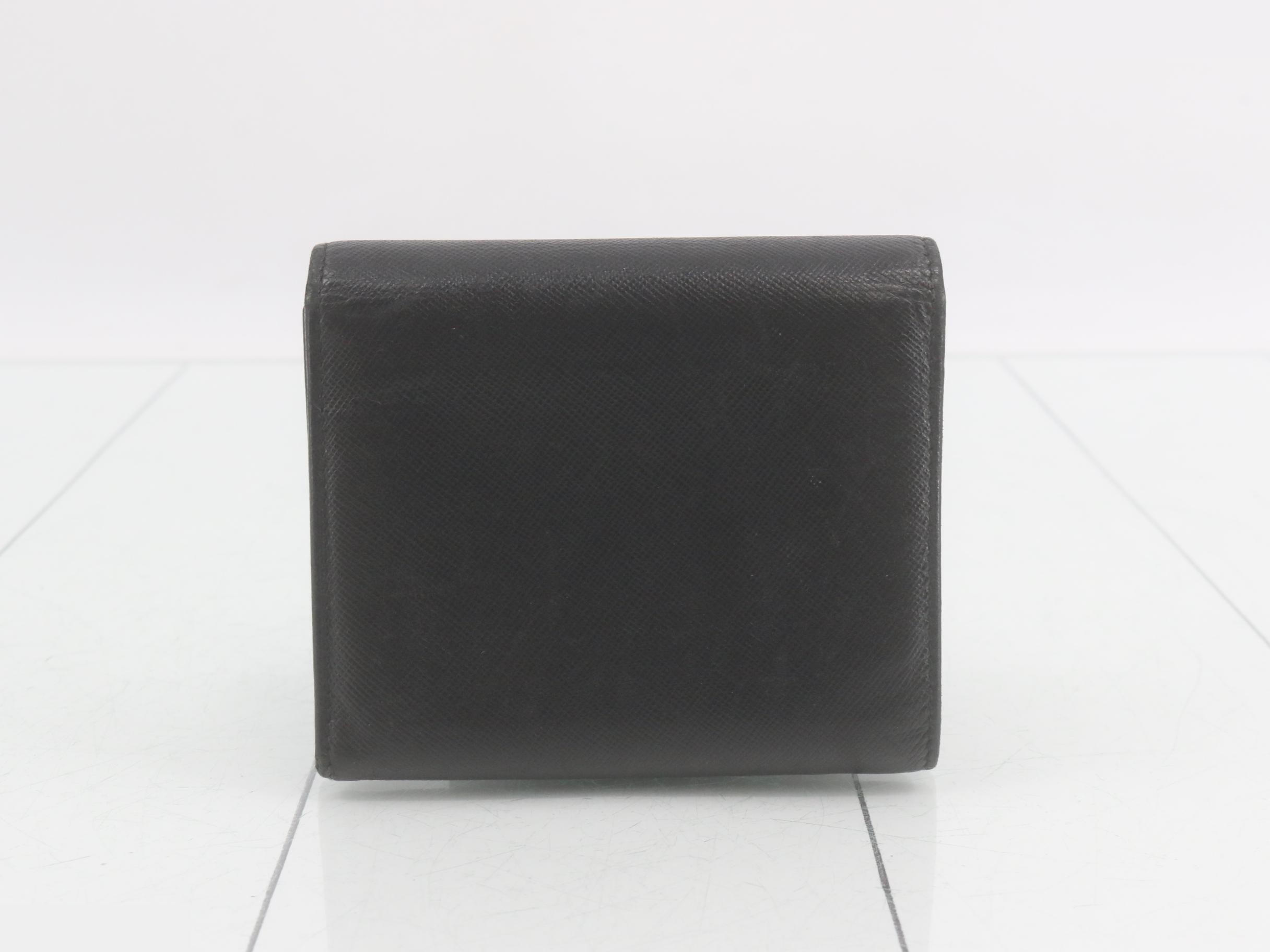 Saffiano Leather Tri-fold Wallet with Triangle Logo — view 2