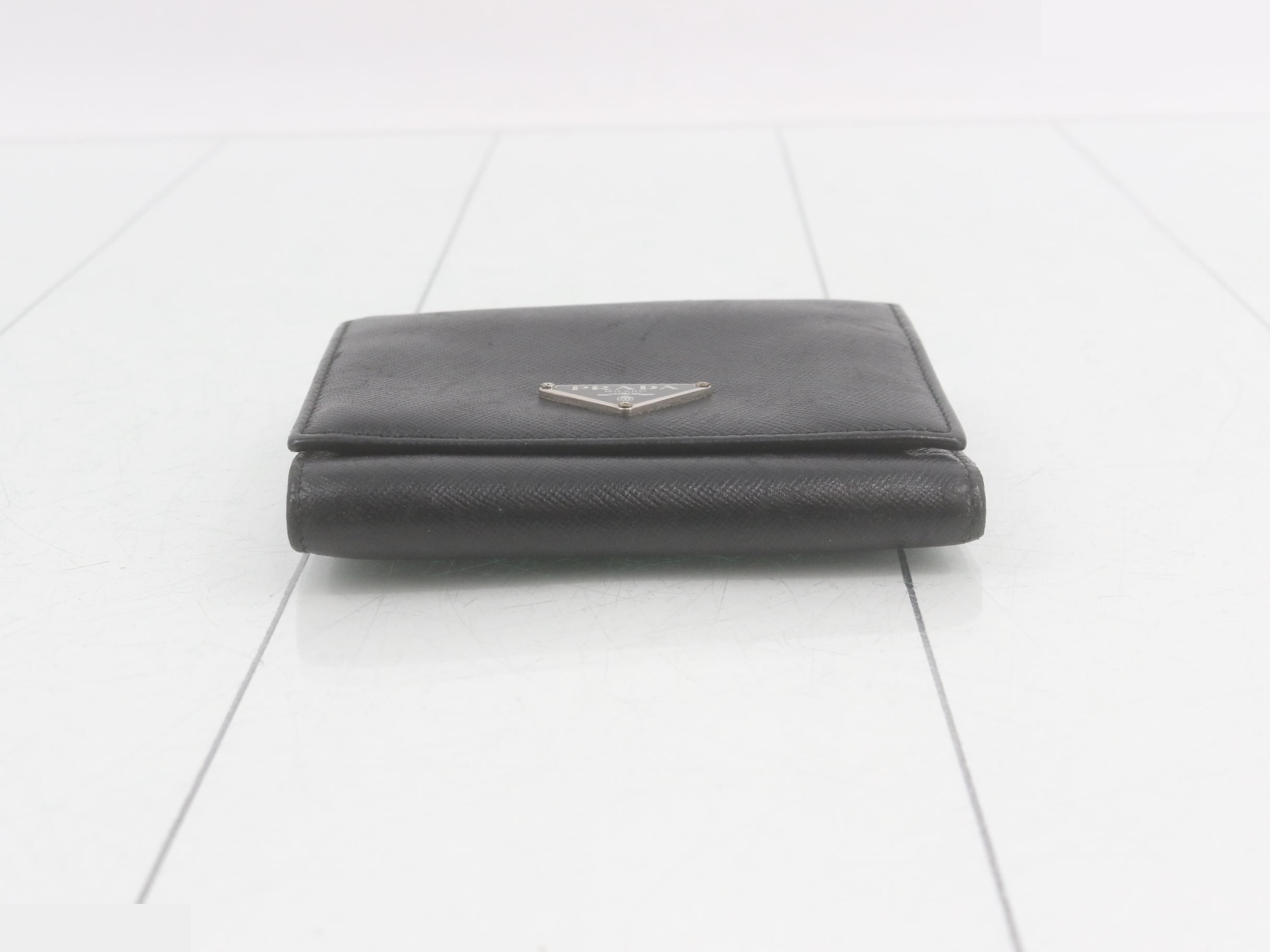 Saffiano Leather Tri-fold Wallet with Triangle Logo — view 3