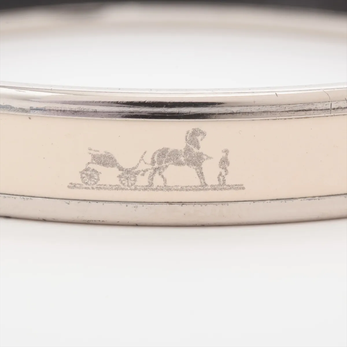 Email PM Bangle, Metal, Silver x Ivory. Shows signs of wear, — view 3