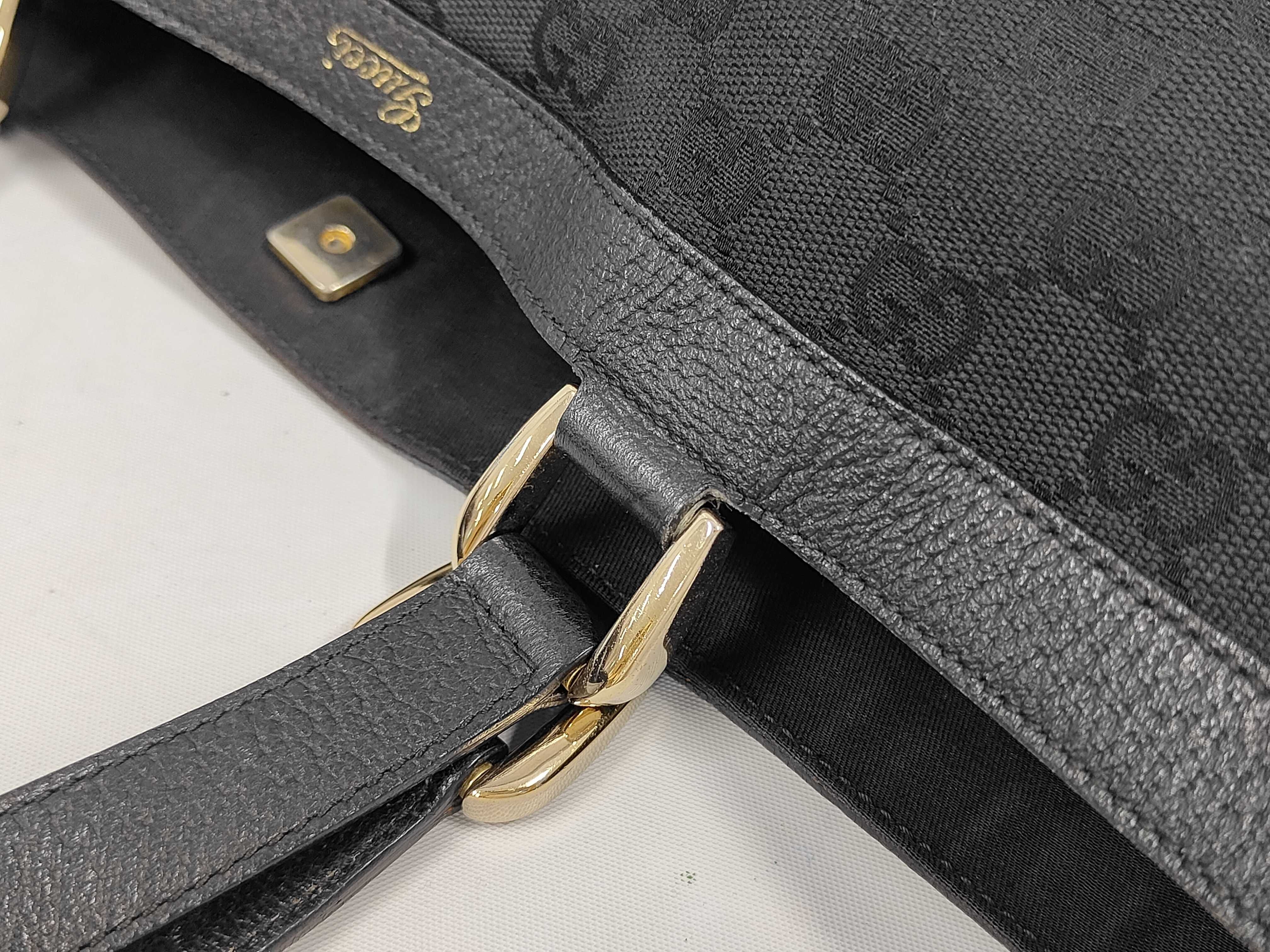 141472 Abbey GG Canvas Tote Bag, Canvas Black Tote Bag — view 6