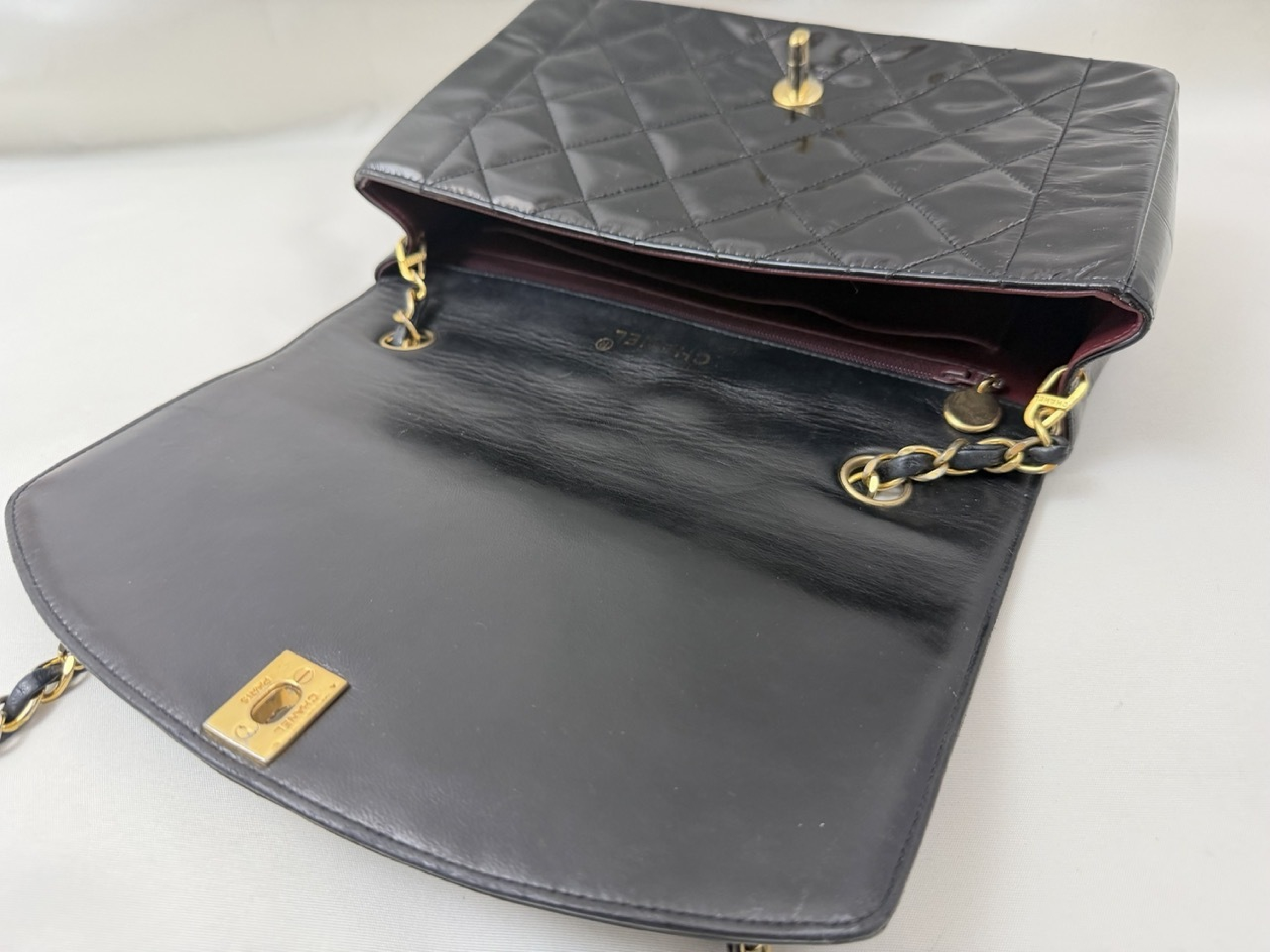 Diana Flap Patent Chain Shoulder Bag — view 9