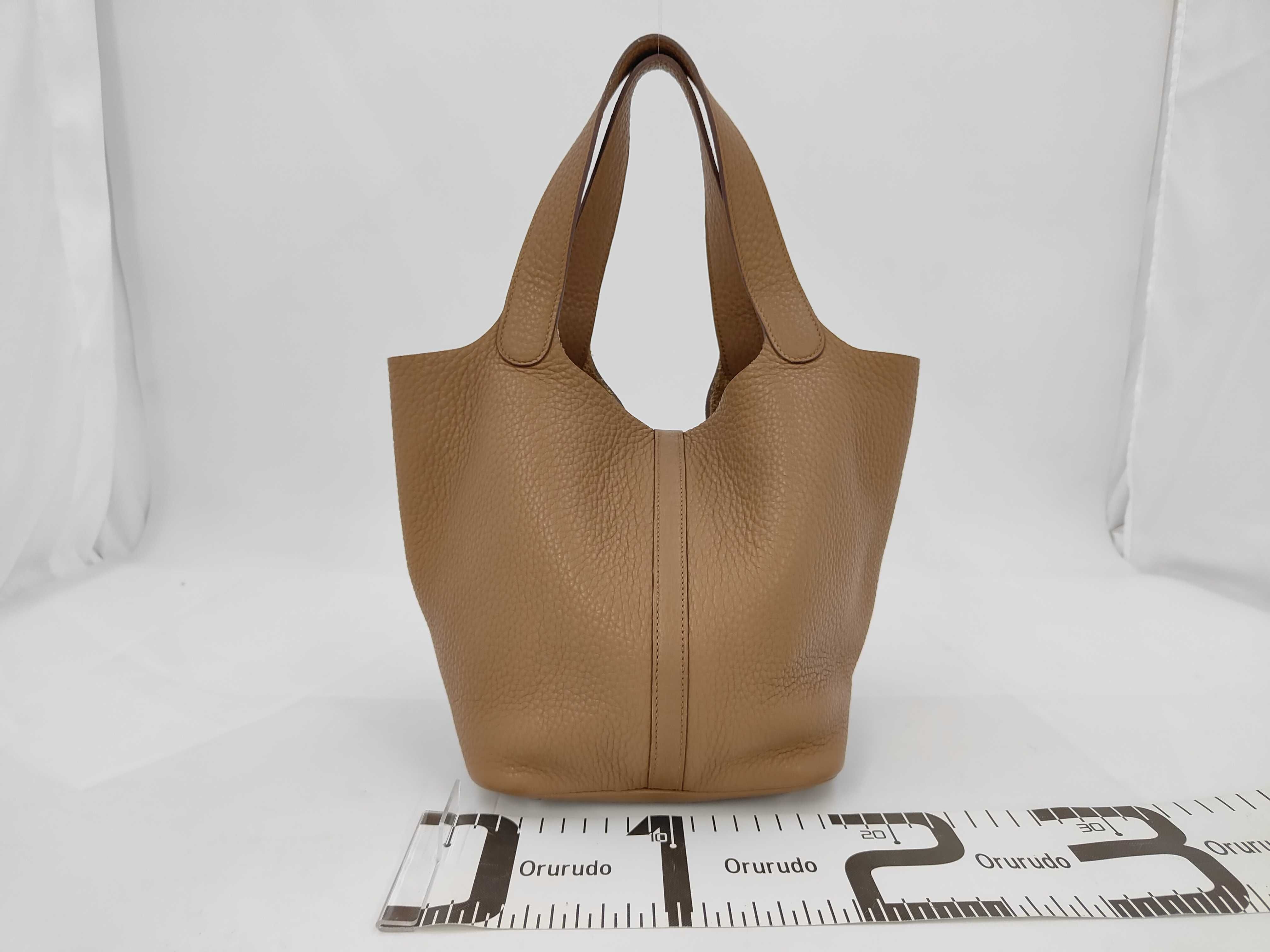 Picotan Lock MM Taurillon Clemence Brown Silver Q Stamp Handbag — view 2
