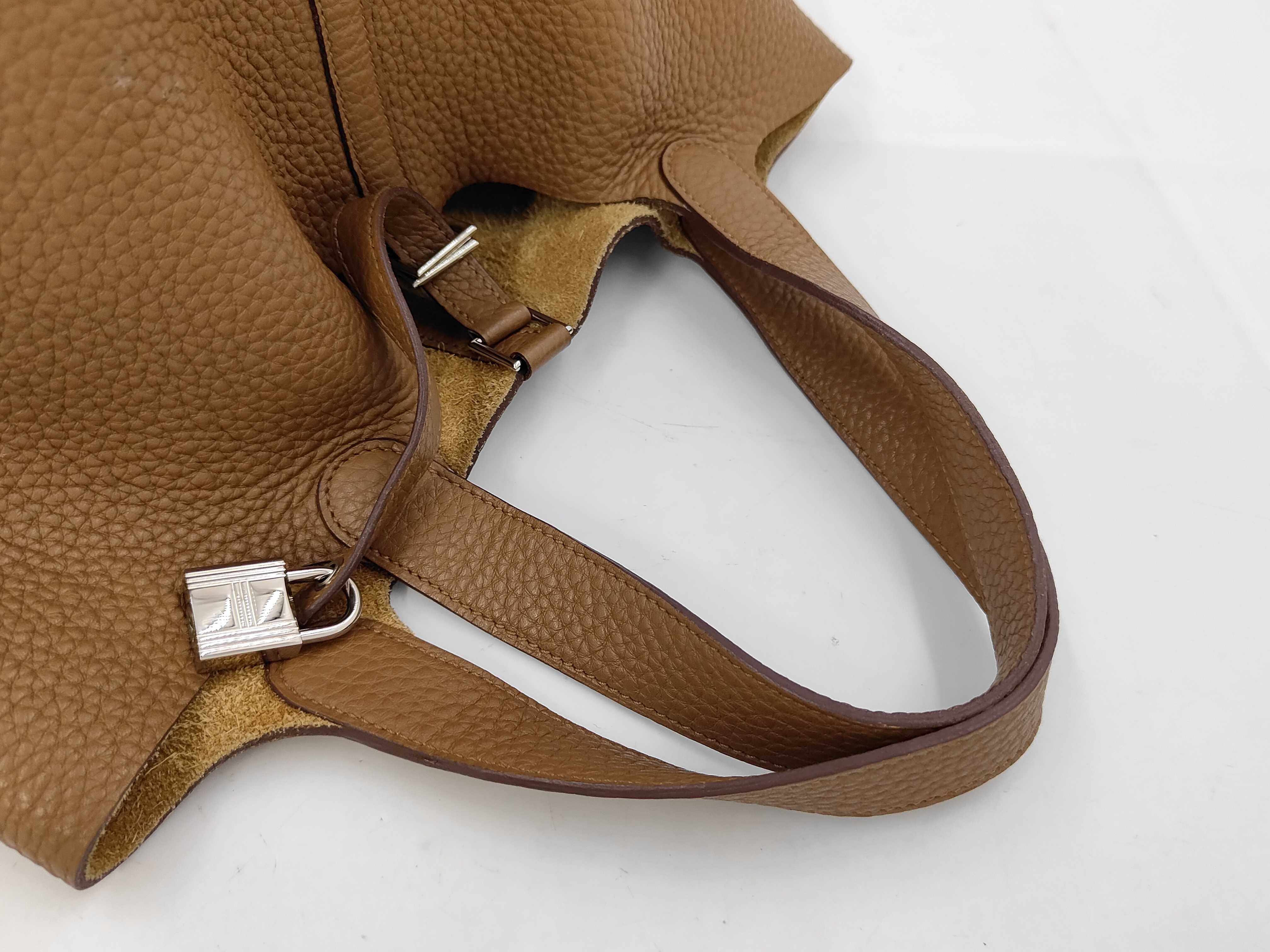 Picotan Lock MM Taurillon Clemence Brown Silver Q Stamp Handbag — view 3