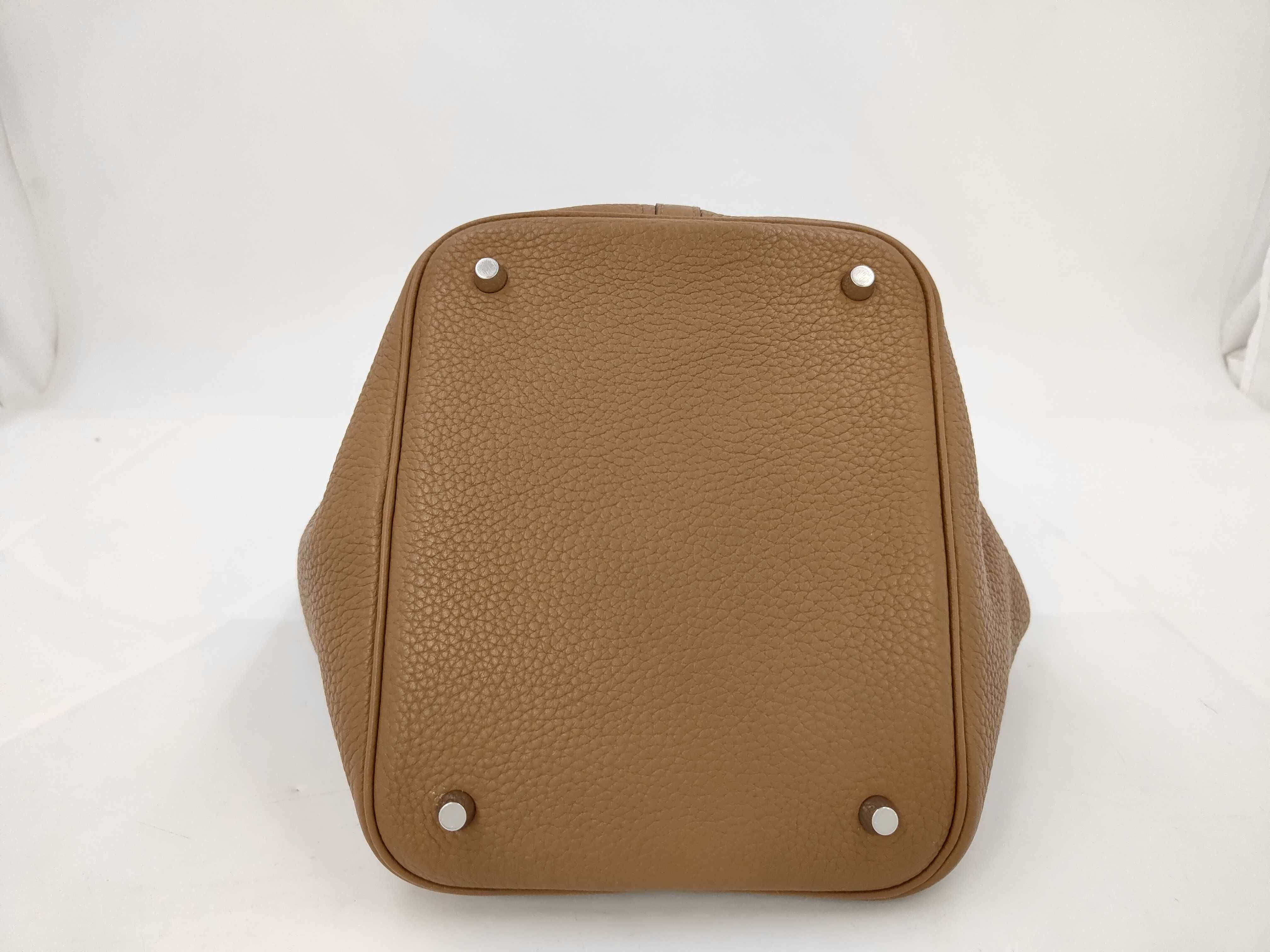 Picotan Lock MM Taurillon Clemence Brown Silver Q Stamp Handbag — view 6