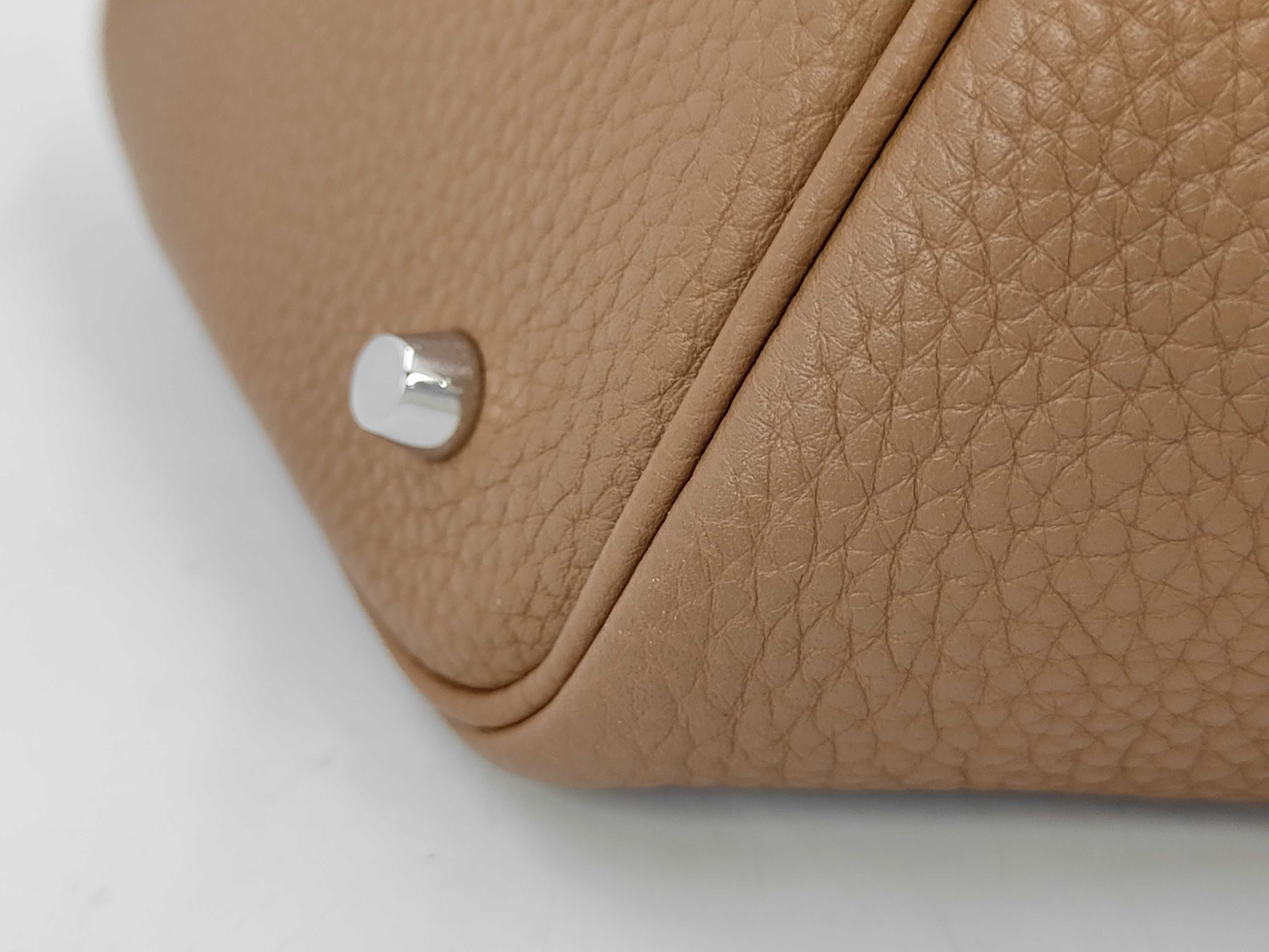 Picotan Lock MM Taurillon Clemence Brown Silver Q Stamp Handbag — view 7