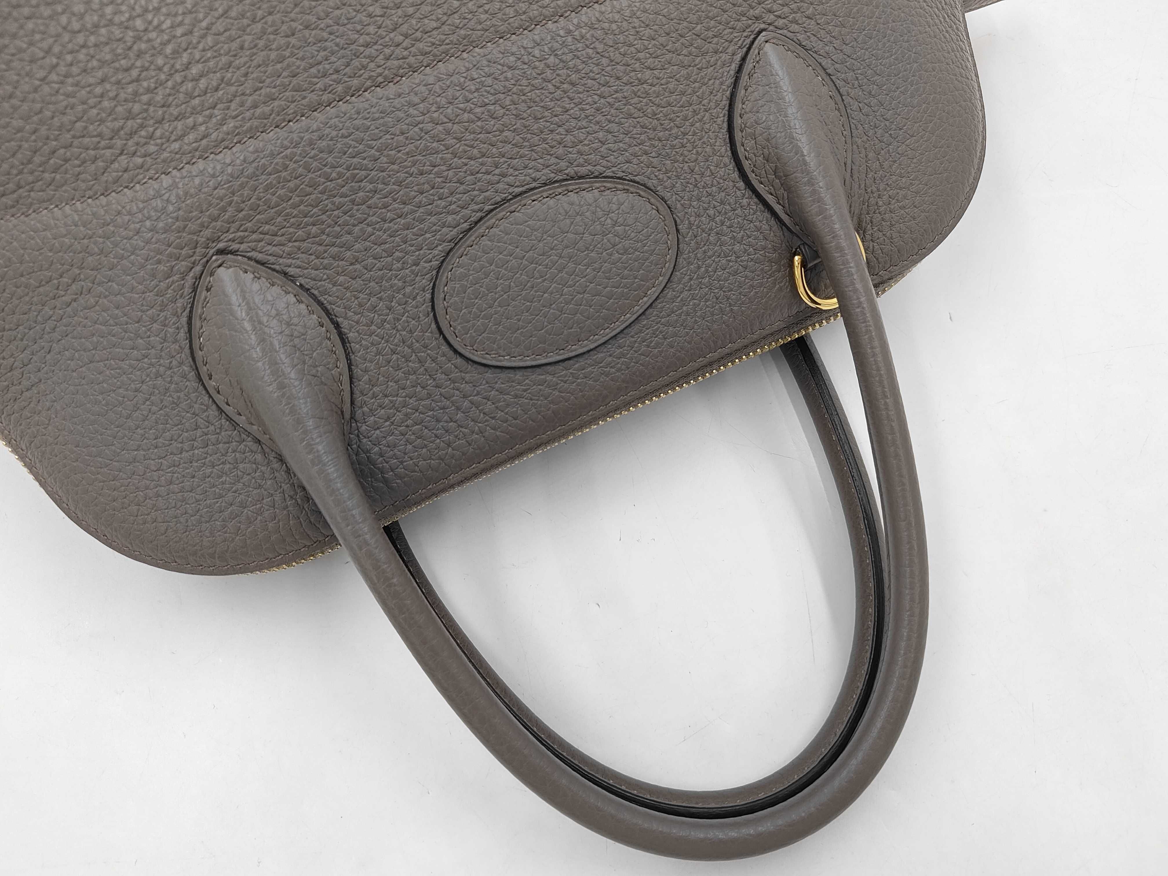 Bolide 31 Handbag in Taurillon Clemence Leather, Etoupe Leather, Gold Hardware, C Stamp — view 3