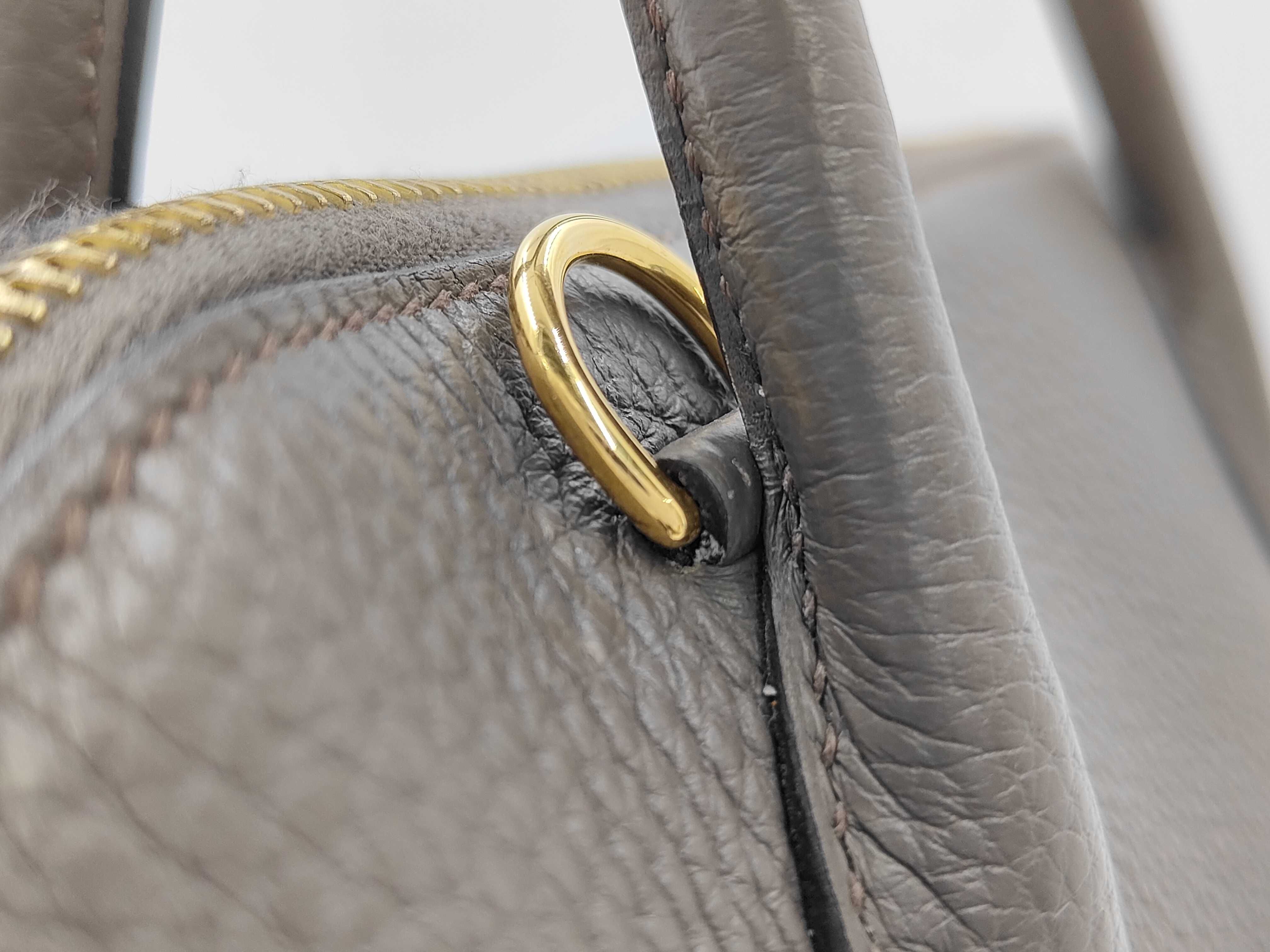 Bolide 31 Handbag in Taurillon Clemence Leather, Etoupe Leather, Gold Hardware, C Stamp — view 5