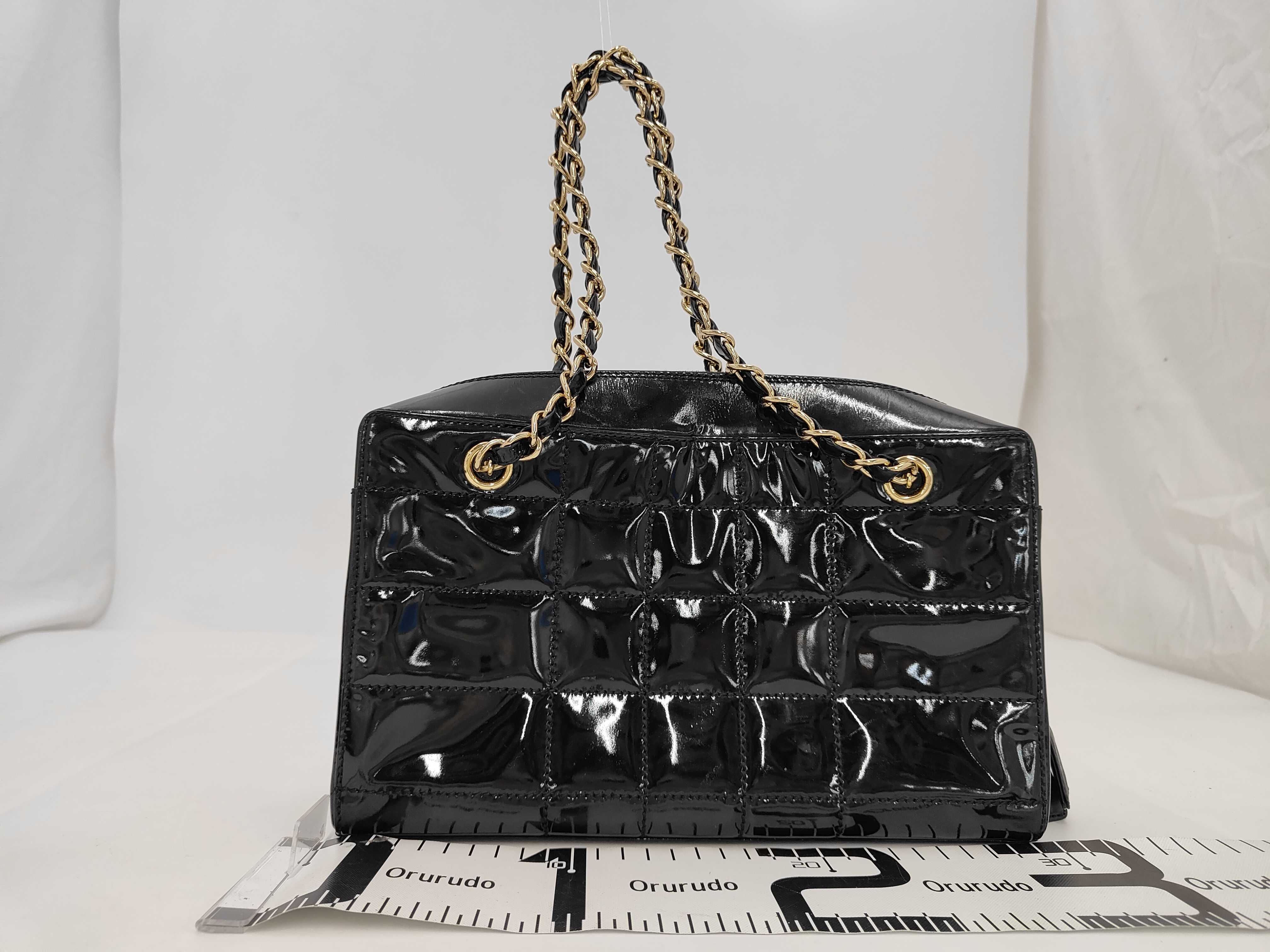 Chain Shoulder Bag, Enamel, Black, 349083, Gold Hardware, Dust Bag Included — view 2