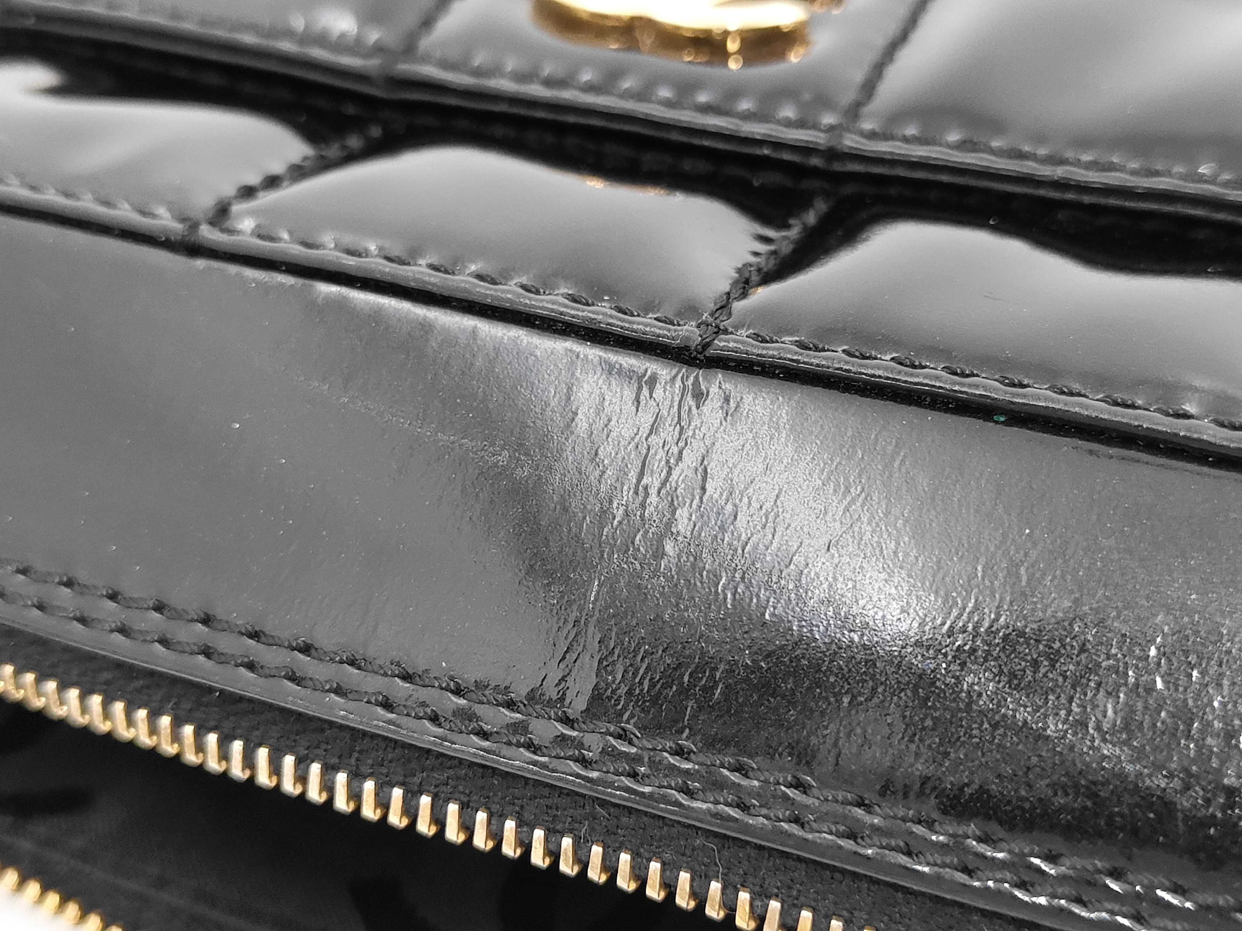 Chain Shoulder Bag, Enamel, Black, 349083, Gold Hardware, Dust Bag Included — view 11