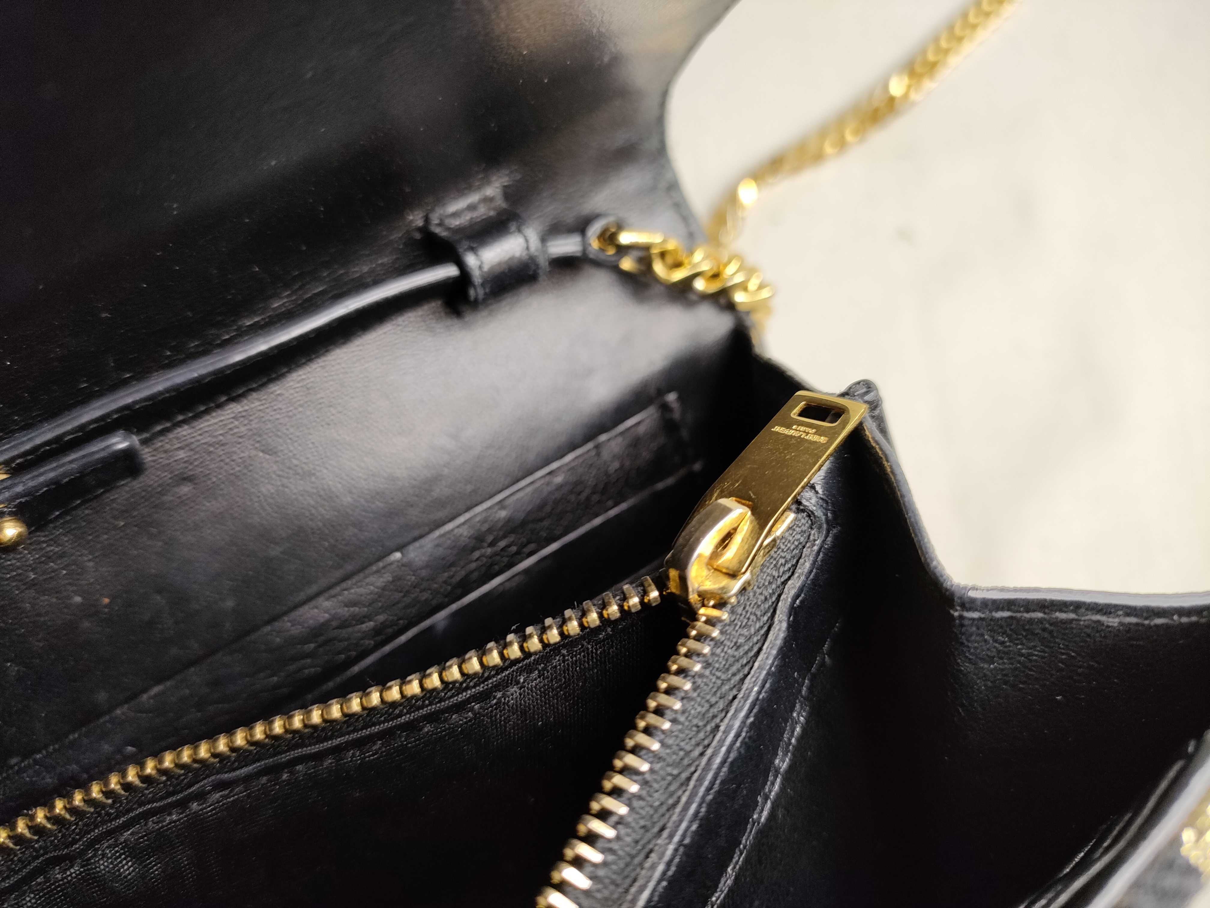 FR- Paris Classic Kate Leather Chain Shoulder Bag Black x Gold — view 15