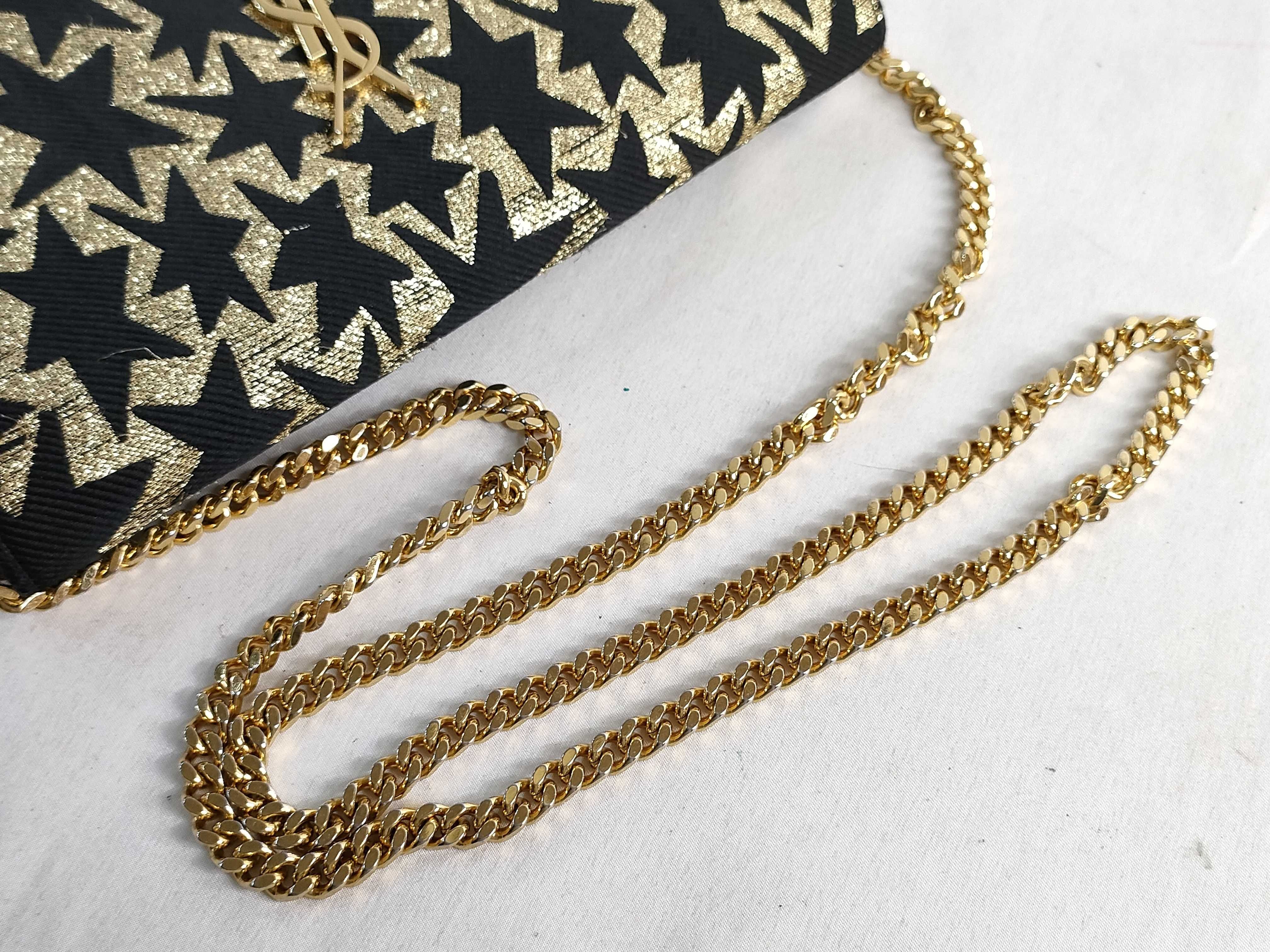FR- Paris Classic Kate Leather Chain Shoulder Bag Black x Gold — view 3