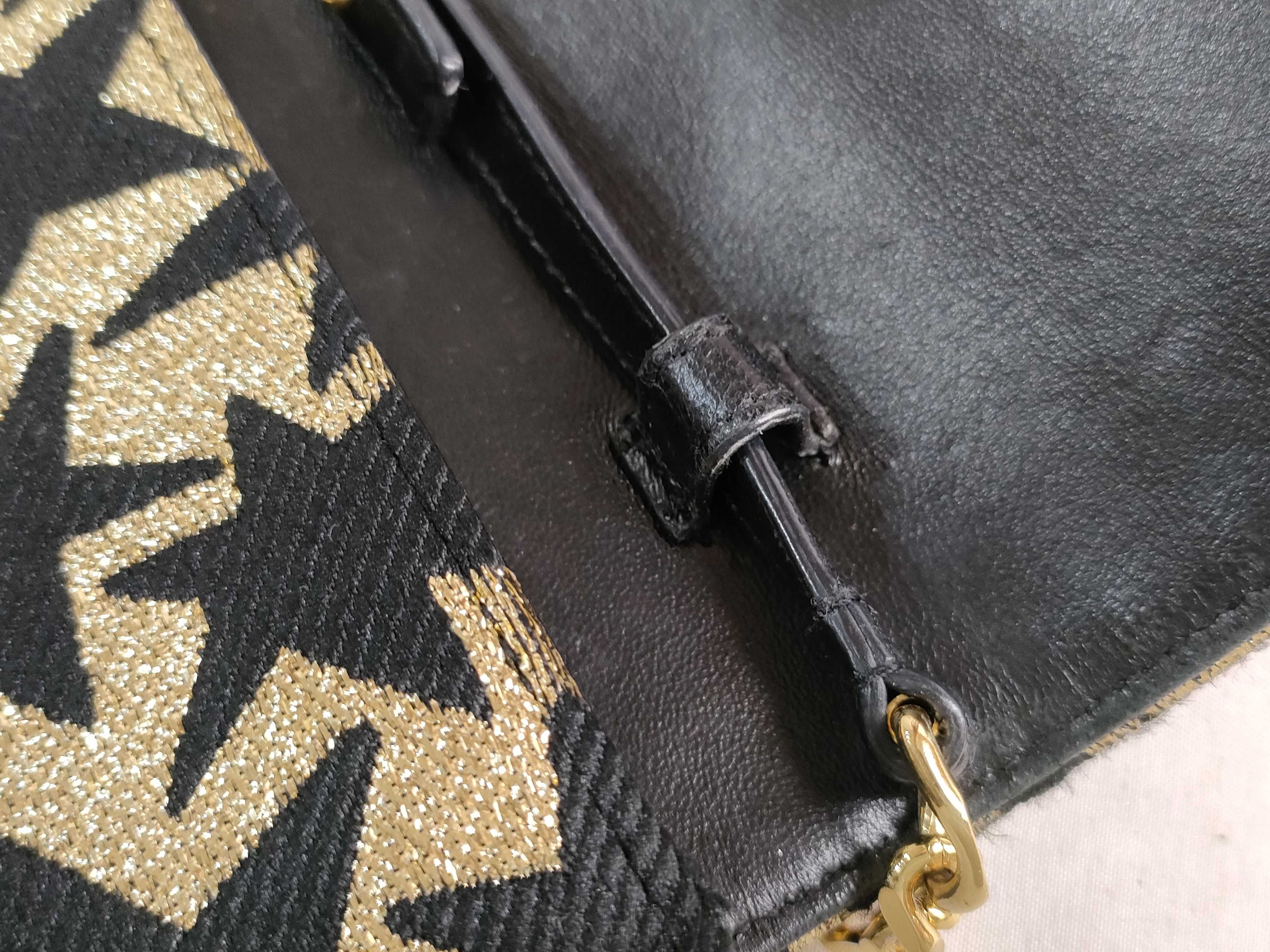 FR- Paris Classic Kate Leather Chain Shoulder Bag Black x Gold — view 5