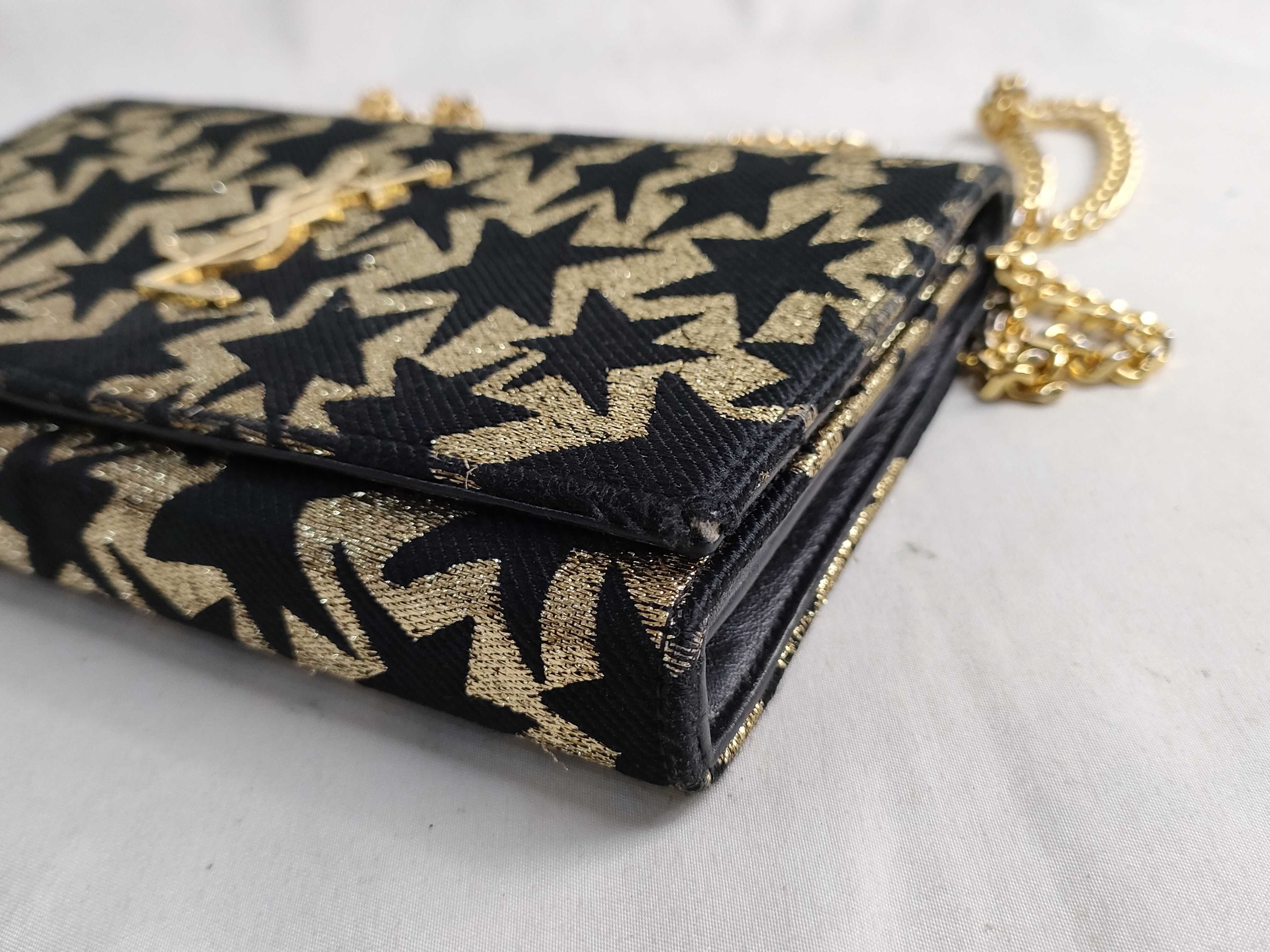 FR- Paris Classic Kate Leather Chain Shoulder Bag Black x Gold — view 6
