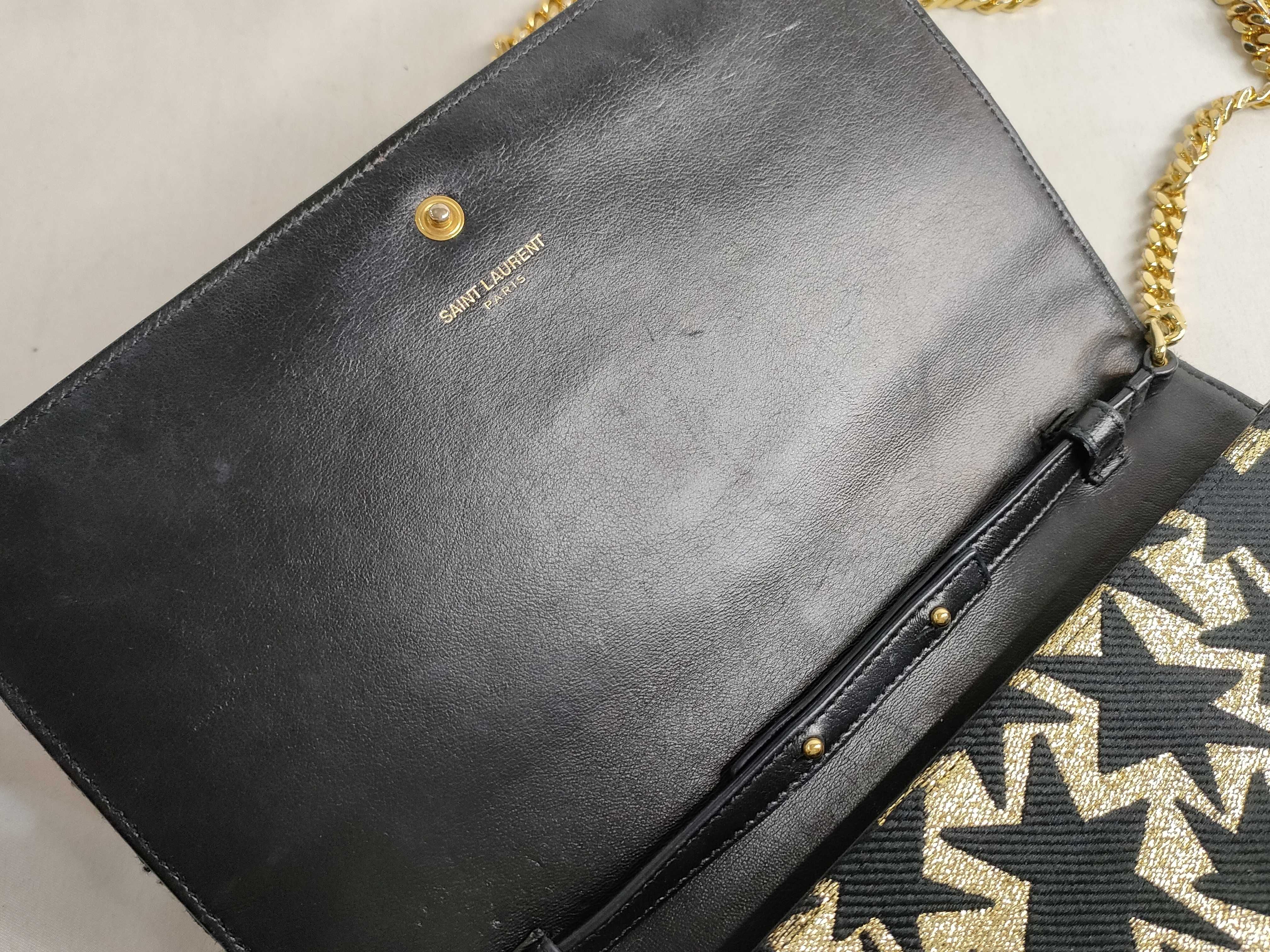 FR- Paris Classic Kate Leather Chain Shoulder Bag Black x Gold — view 8