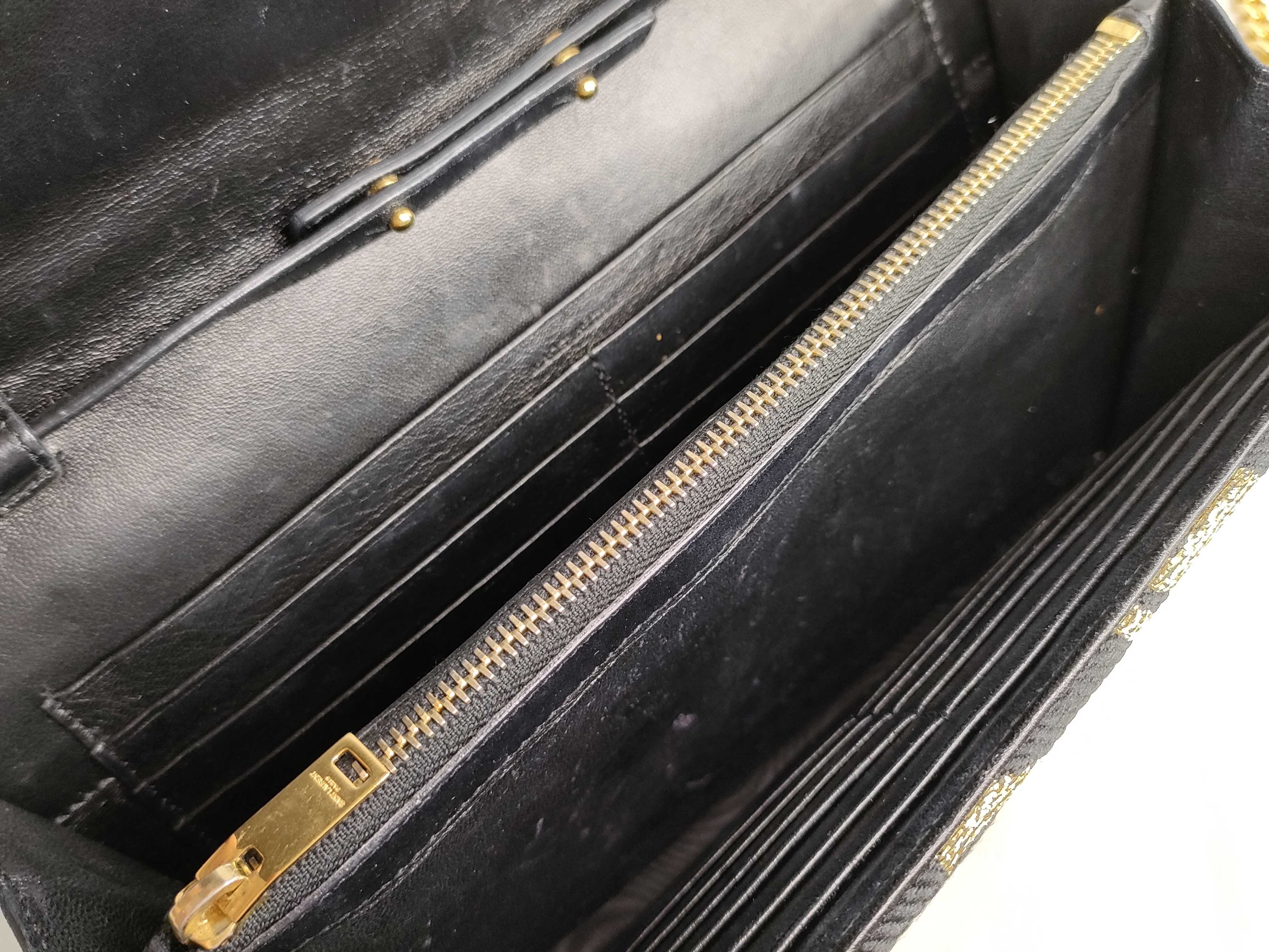 FR- Paris Classic Kate Leather Chain Shoulder Bag Black x Gold — view 9