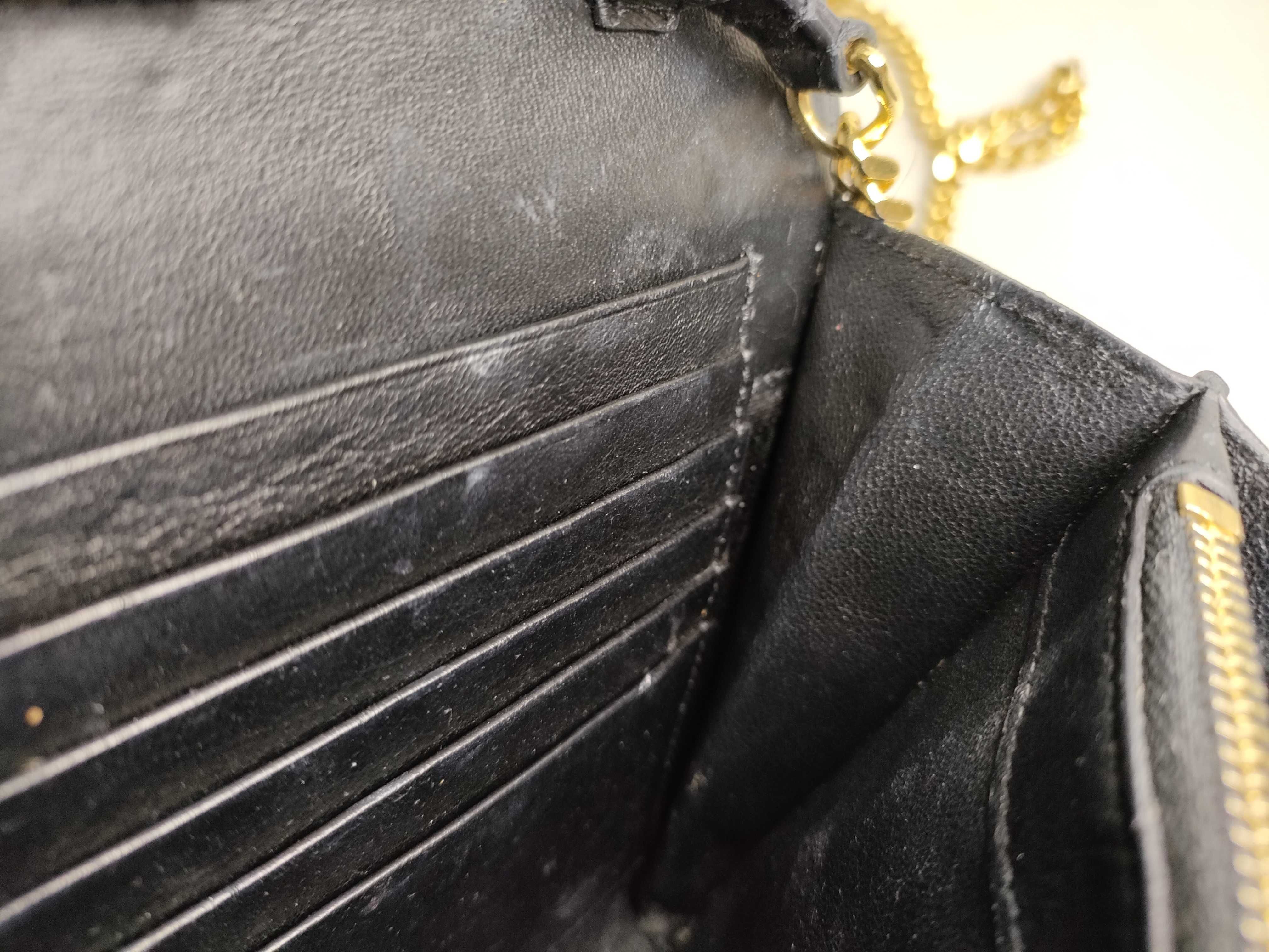 FR- Paris Classic Kate Leather Chain Shoulder Bag Black x Gold — view 10