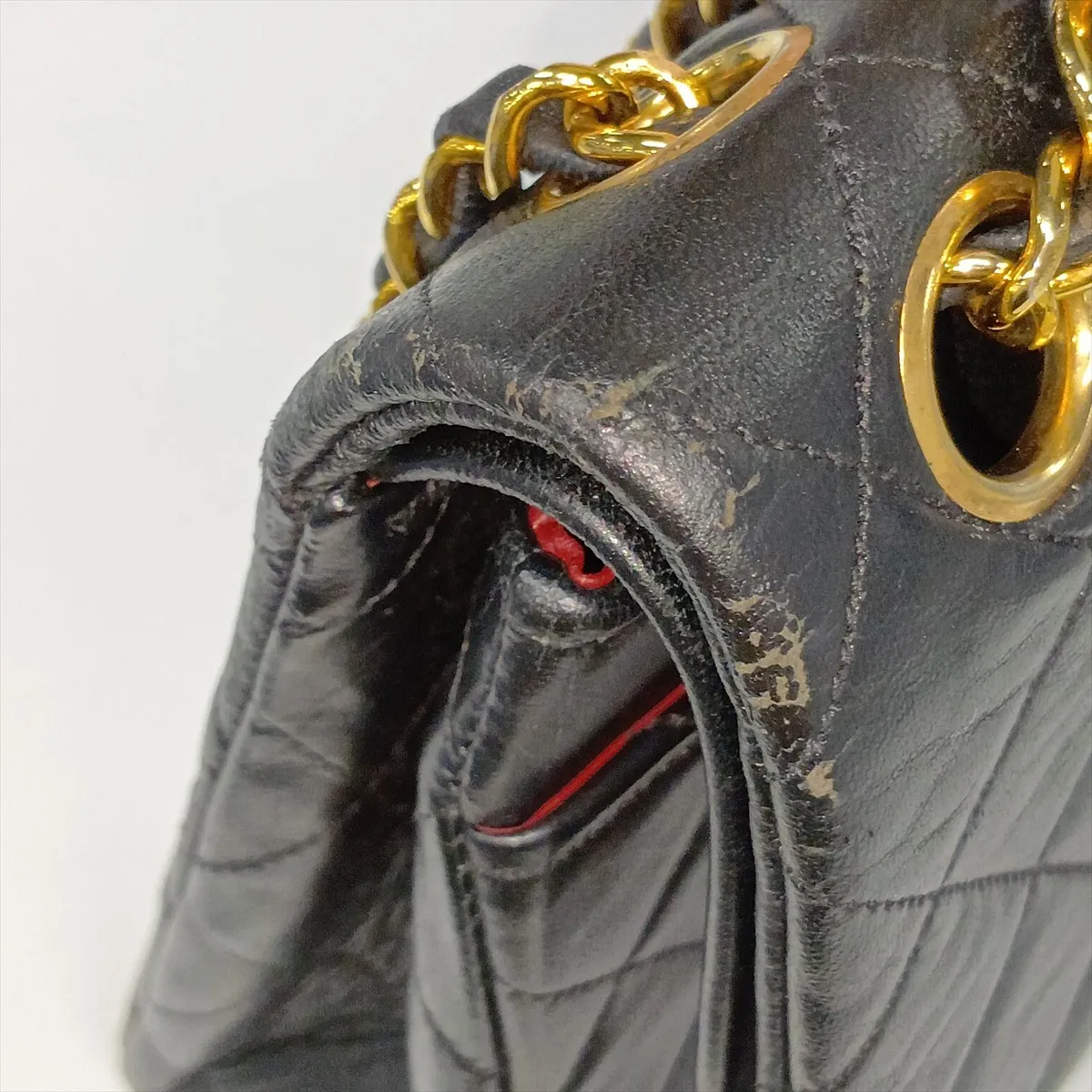 Matelassé 25 Lambskin Double Flap Double Chain Bag, Black with Gold Hardware, A01112 — view 14