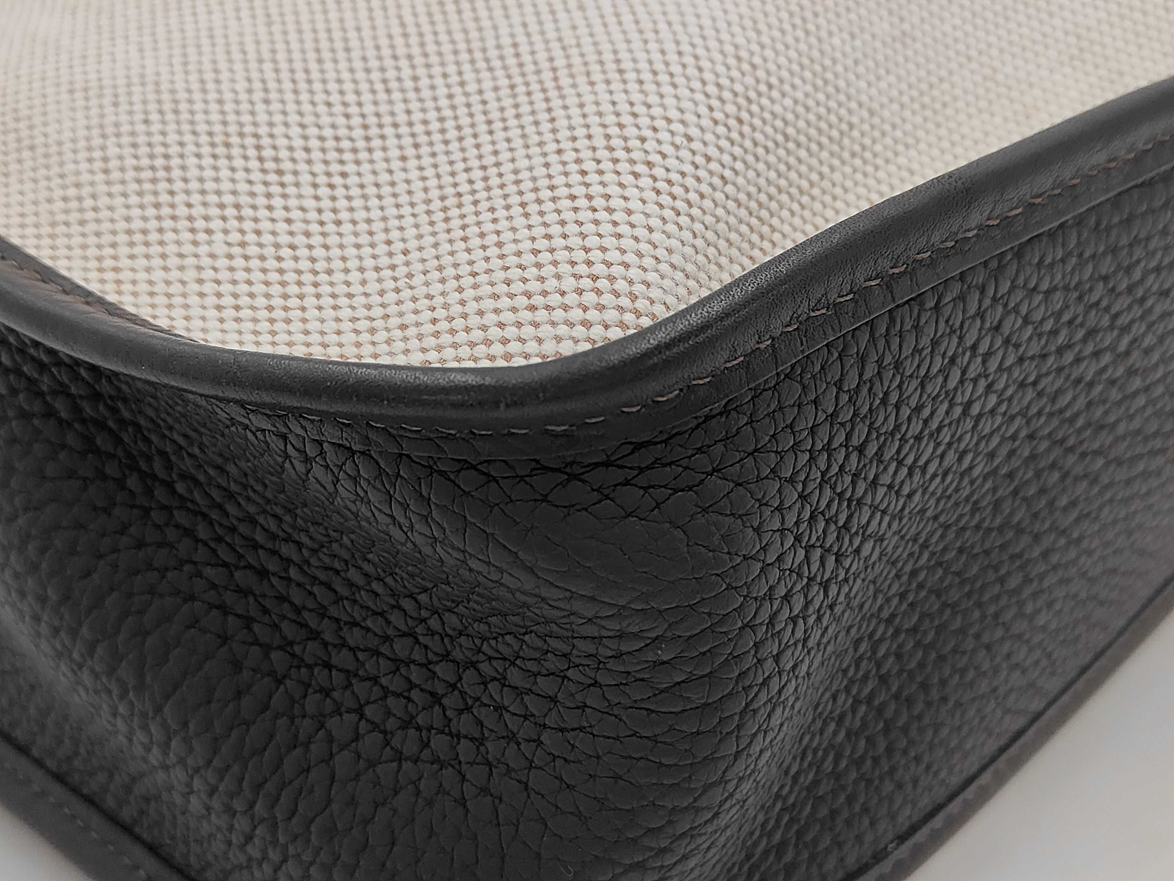 Evelyne Hermes Evelyne 2 GM Toile H x Taurillon Clemence Chocolate Silver Hardware Shoulder Bag — view 4