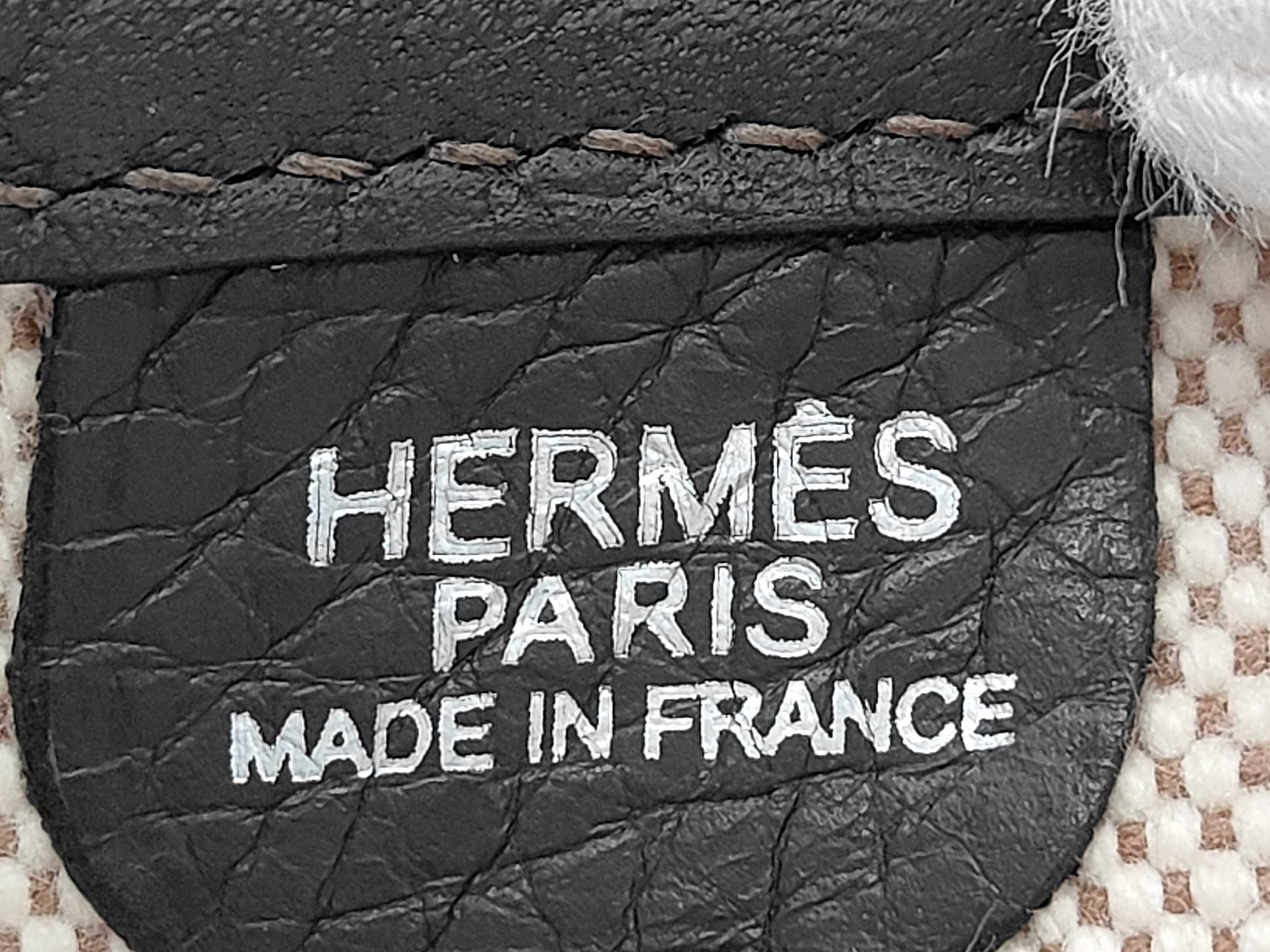 Evelyne Hermes Evelyne 2 GM Toile H x Taurillon Clemence Chocolate Silver Hardware Shoulder Bag — view 8
