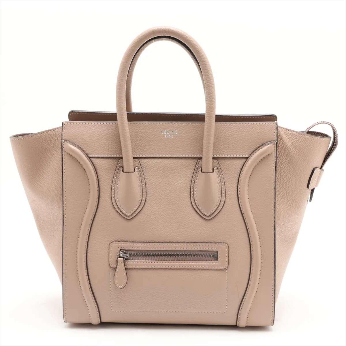 Luggage Mini Shopper Leather Handbag, Beige