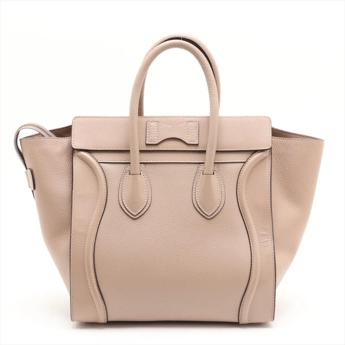 Luggage Mini Shopper Leather Handbag, Beige — view 2