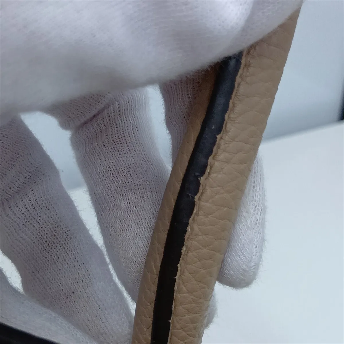 Luggage Mini Shopper Leather Handbag, Beige — view 12