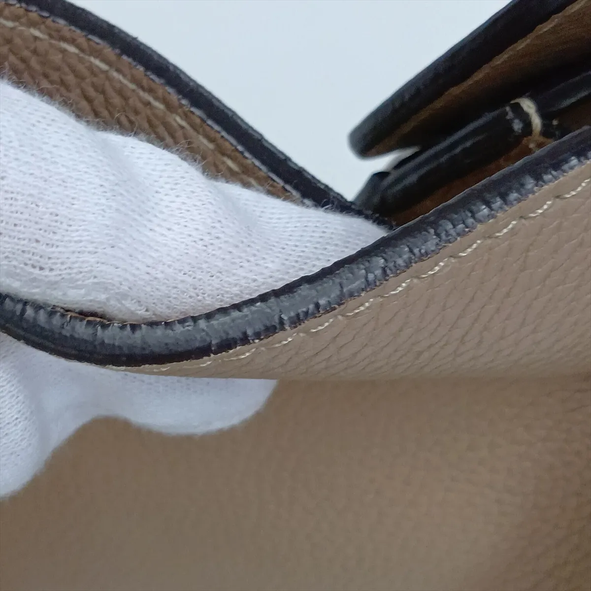 Luggage Mini Shopper Leather Handbag, Beige — view 13