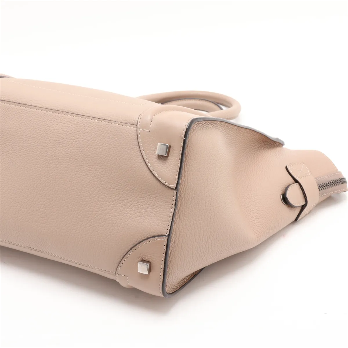 Luggage Mini Shopper Leather Handbag, Beige — view 3