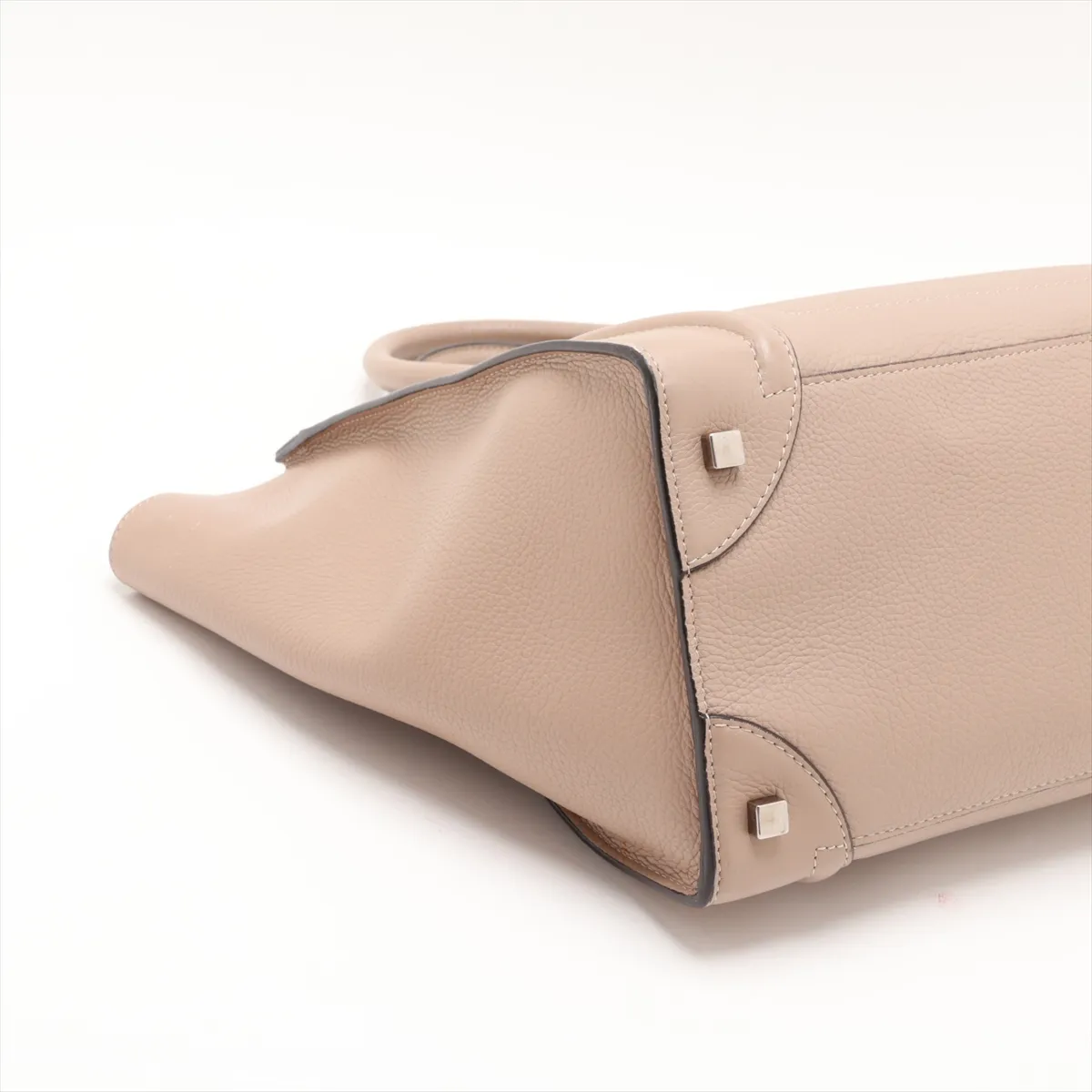 Luggage Mini Shopper Leather Handbag, Beige — view 4