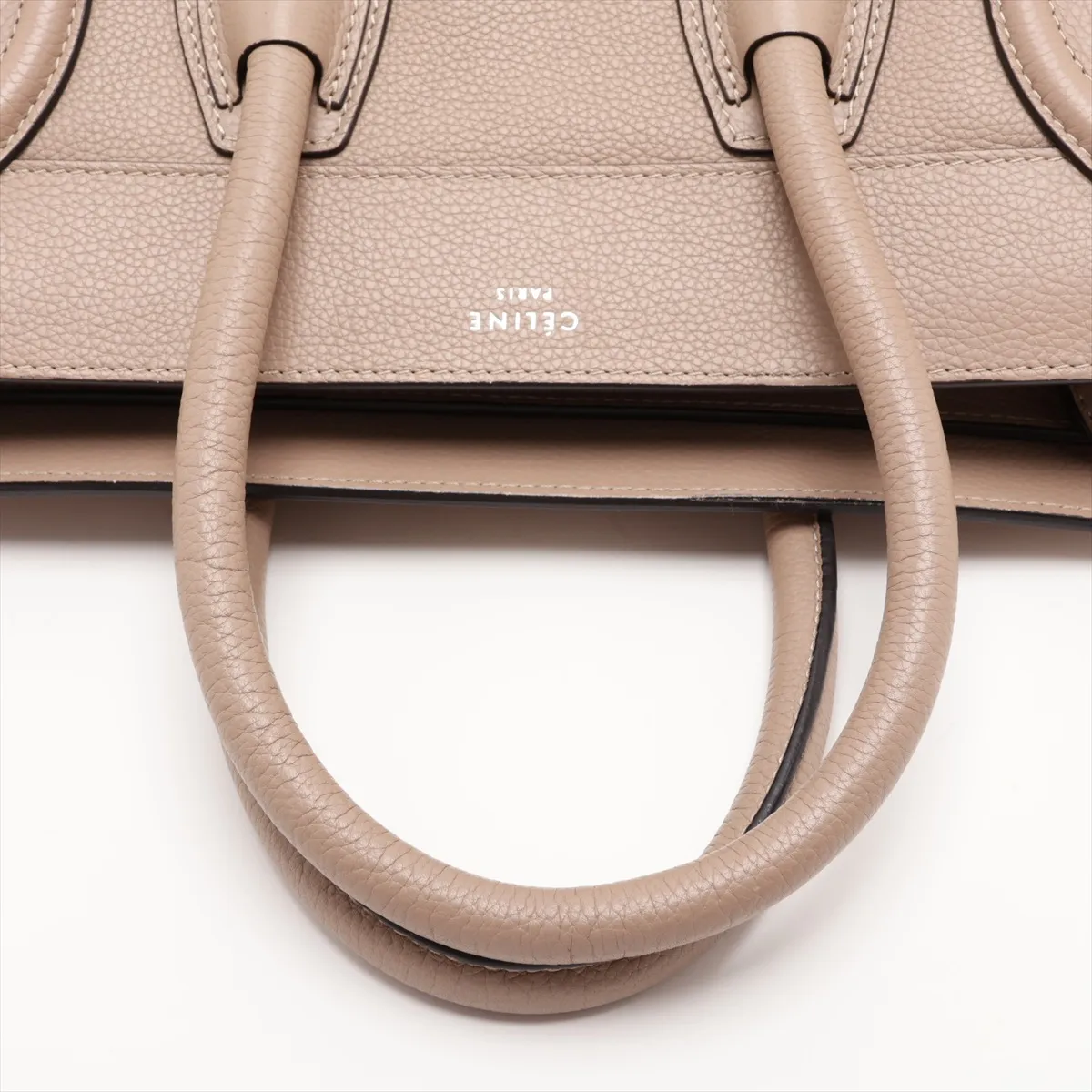 Luggage Mini Shopper Leather Handbag, Beige — view 5