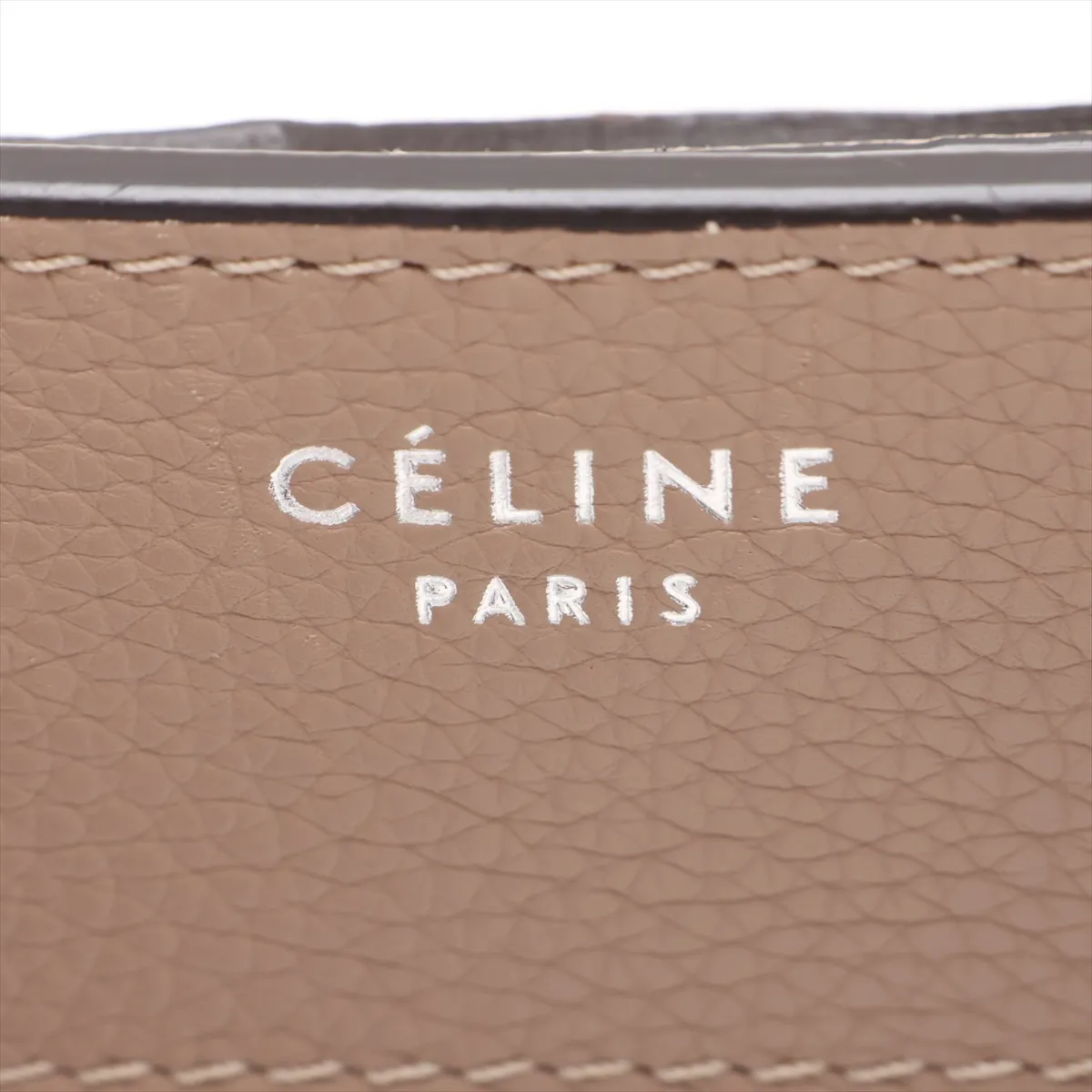 Luggage Mini Shopper Leather Handbag, Beige — view 9