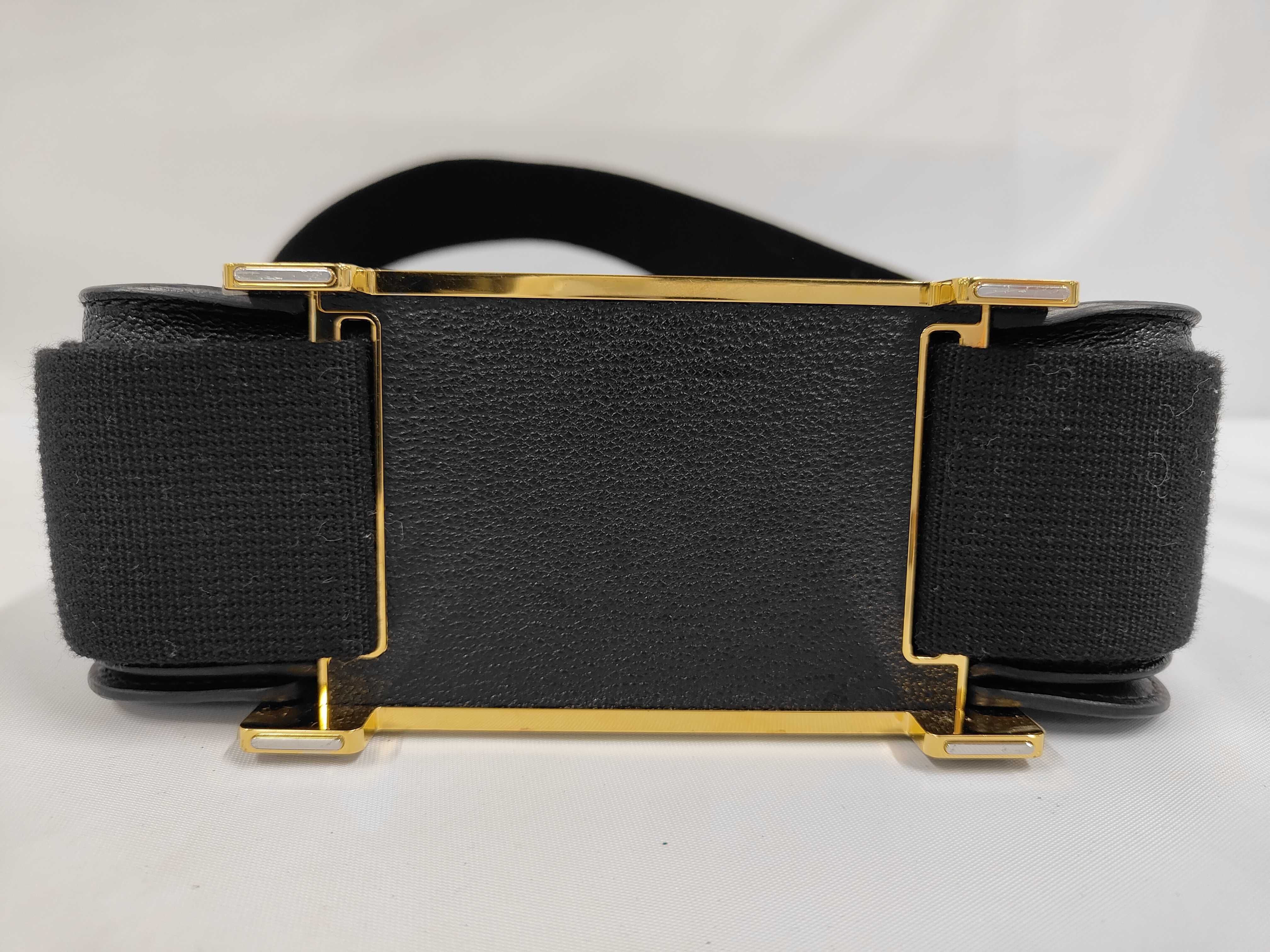 Geta Chevre Mysore Black Gold Hardware Shoulder Bag — view 3