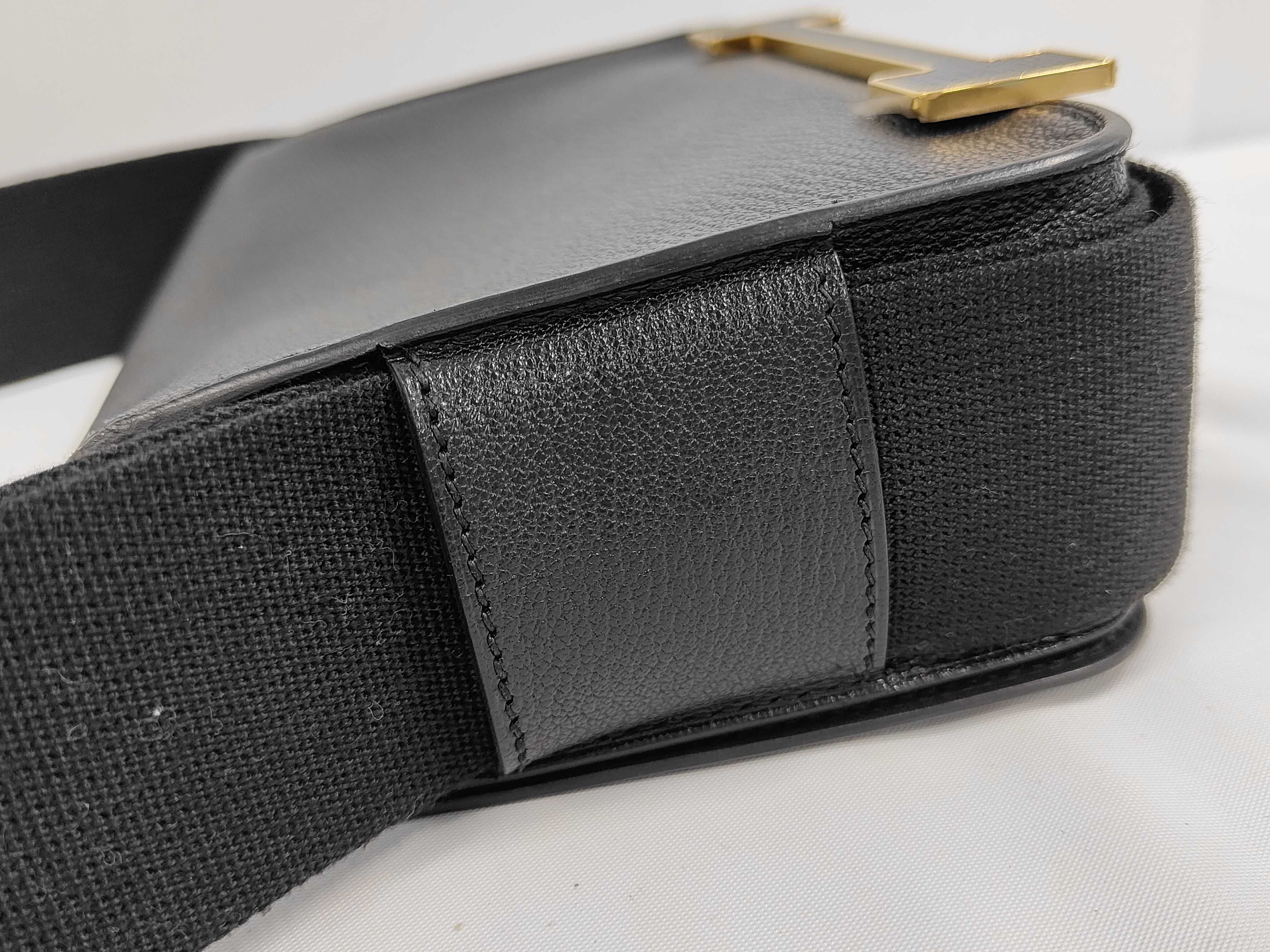 Geta Chevre Mysore Black Gold Hardware Shoulder Bag — view 6