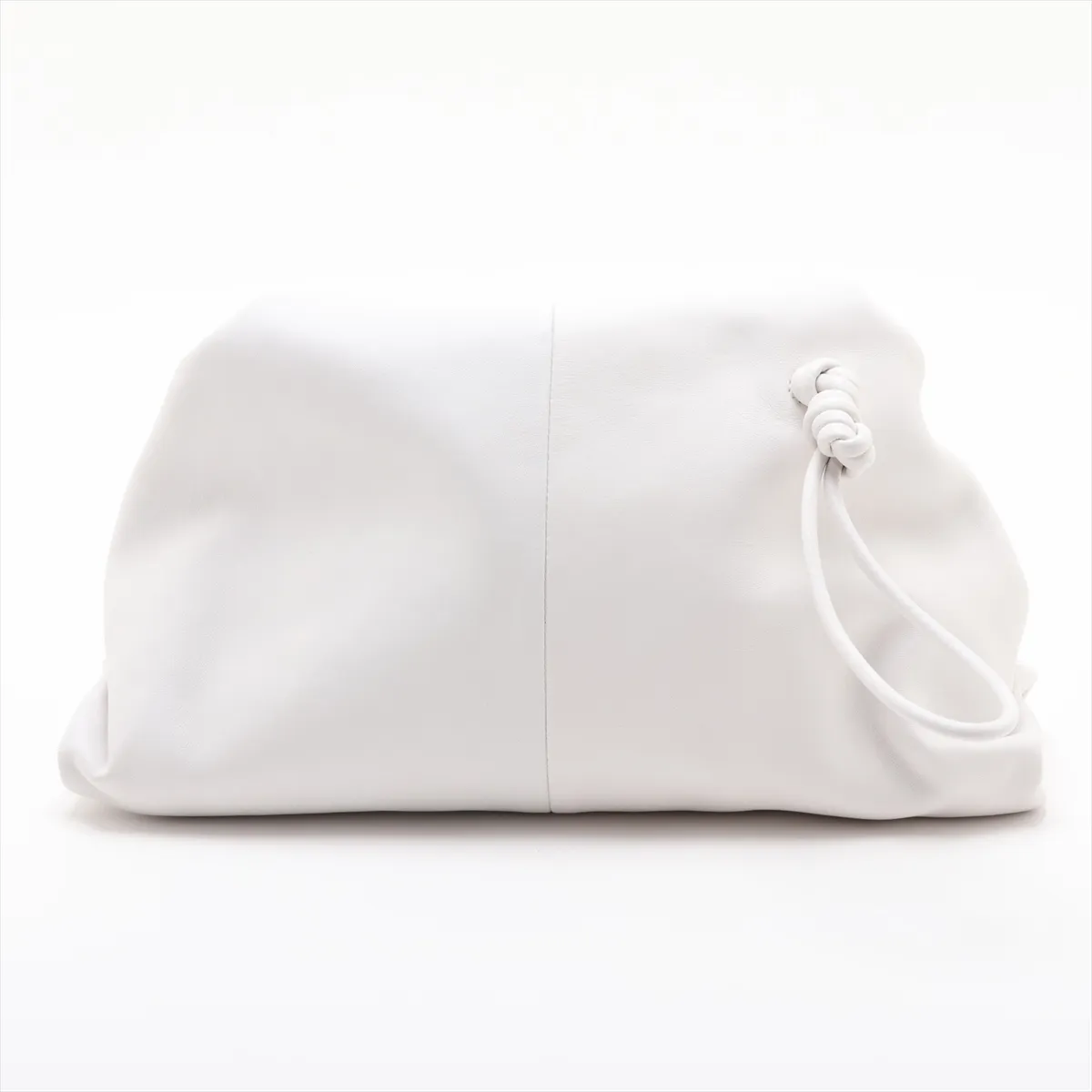 Triangle Leather Clutch Bag, White — view 2