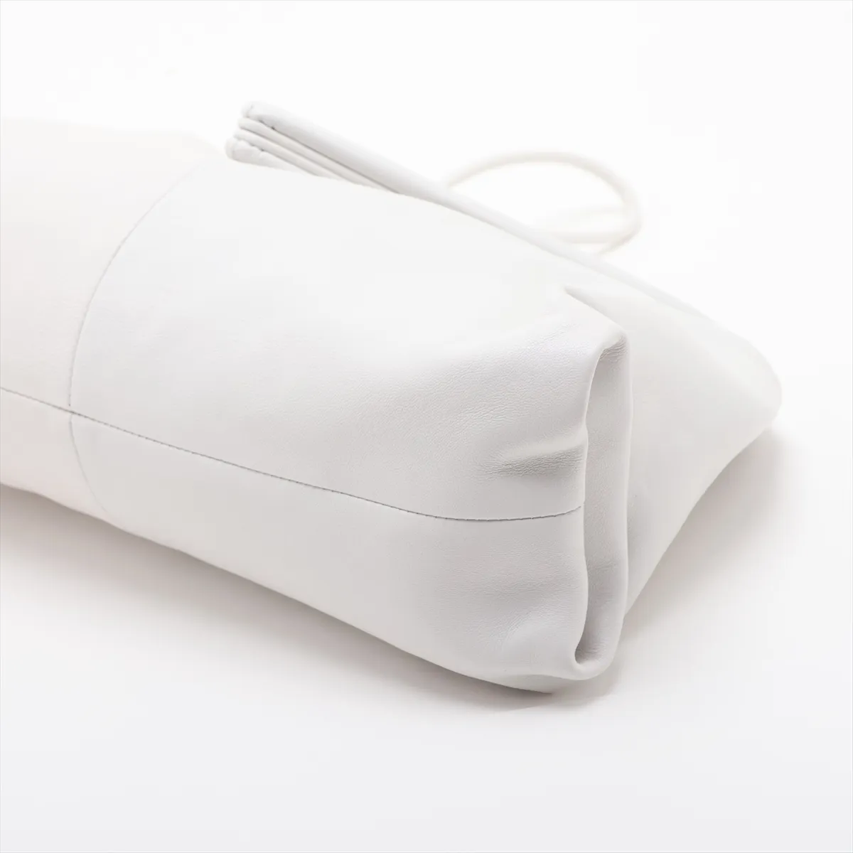 Triangle Leather Clutch Bag, White — view 3