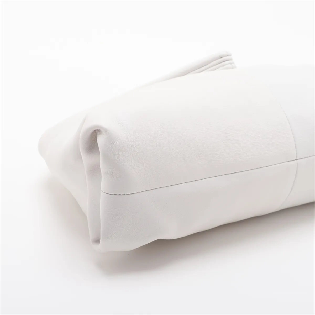 Triangle Leather Clutch Bag, White — view 4