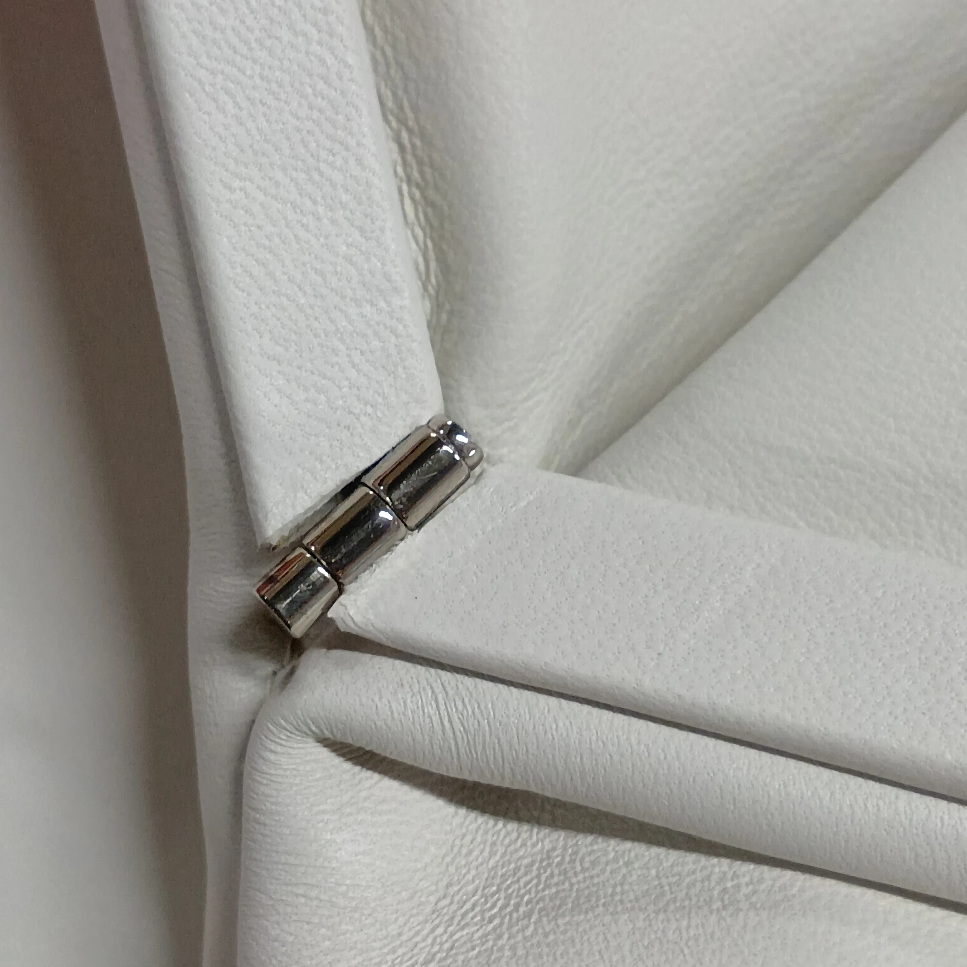 Triangle Leather Clutch Bag, White — view 10