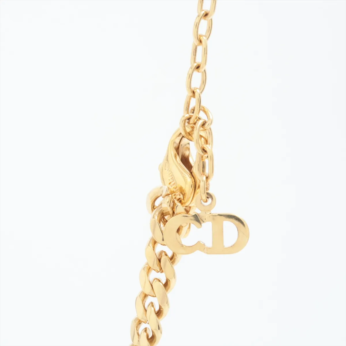 CD logo necklace, GP gold. Shows signs of wear, — view 3
