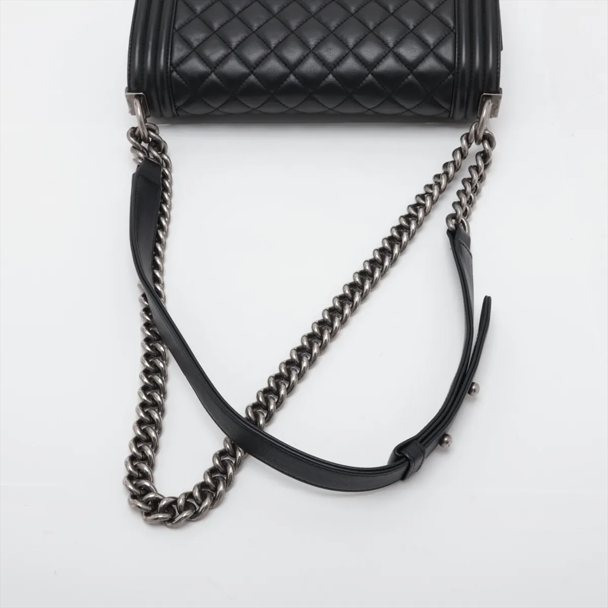 Boy Chanel 25 Lambskin Chain Shoulder Bag, Black with Gunmetal Hardware, PPJTUC28, Random Plate, A67086 — view 5