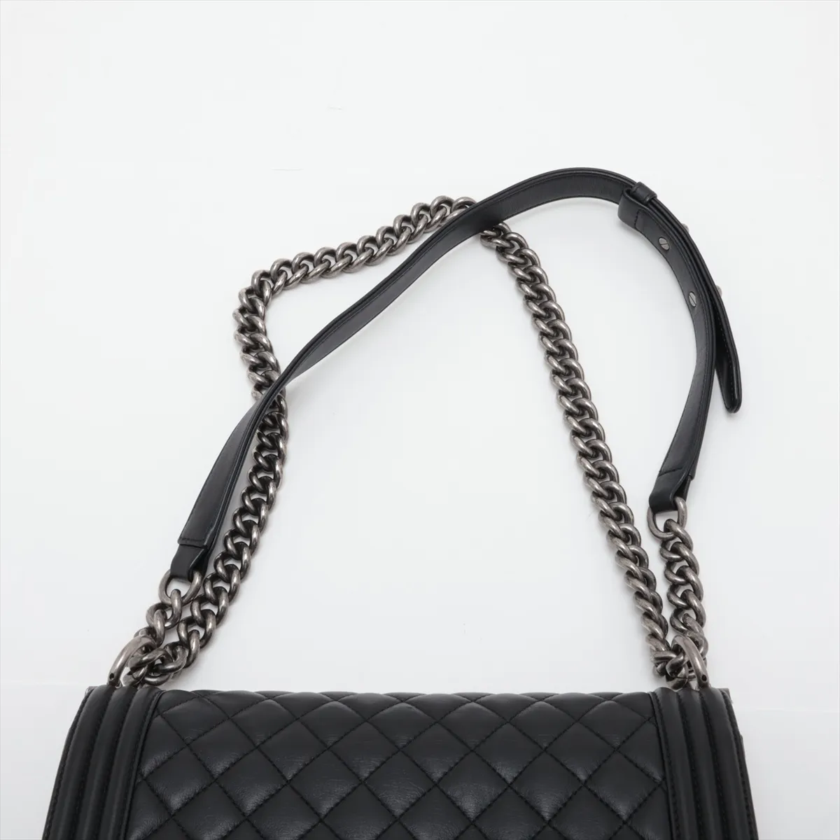 Boy Chanel 25 Lambskin Chain Shoulder Bag, Black with Gunmetal Hardware, PPJTUC28, Random Plate, A67086 — view 6