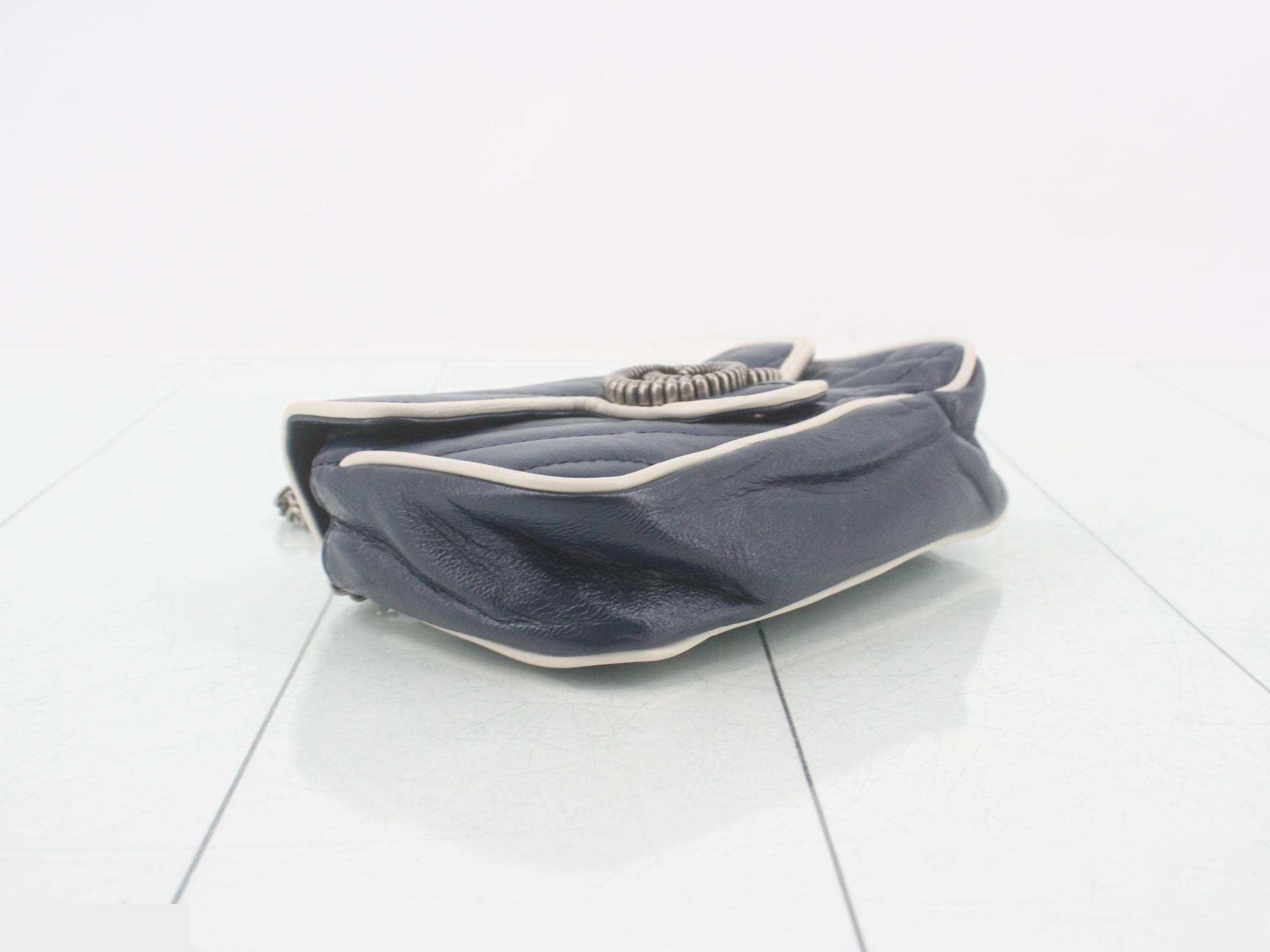 Marmont Flap White Blue Leather Chain Shoulder Bag — view 5