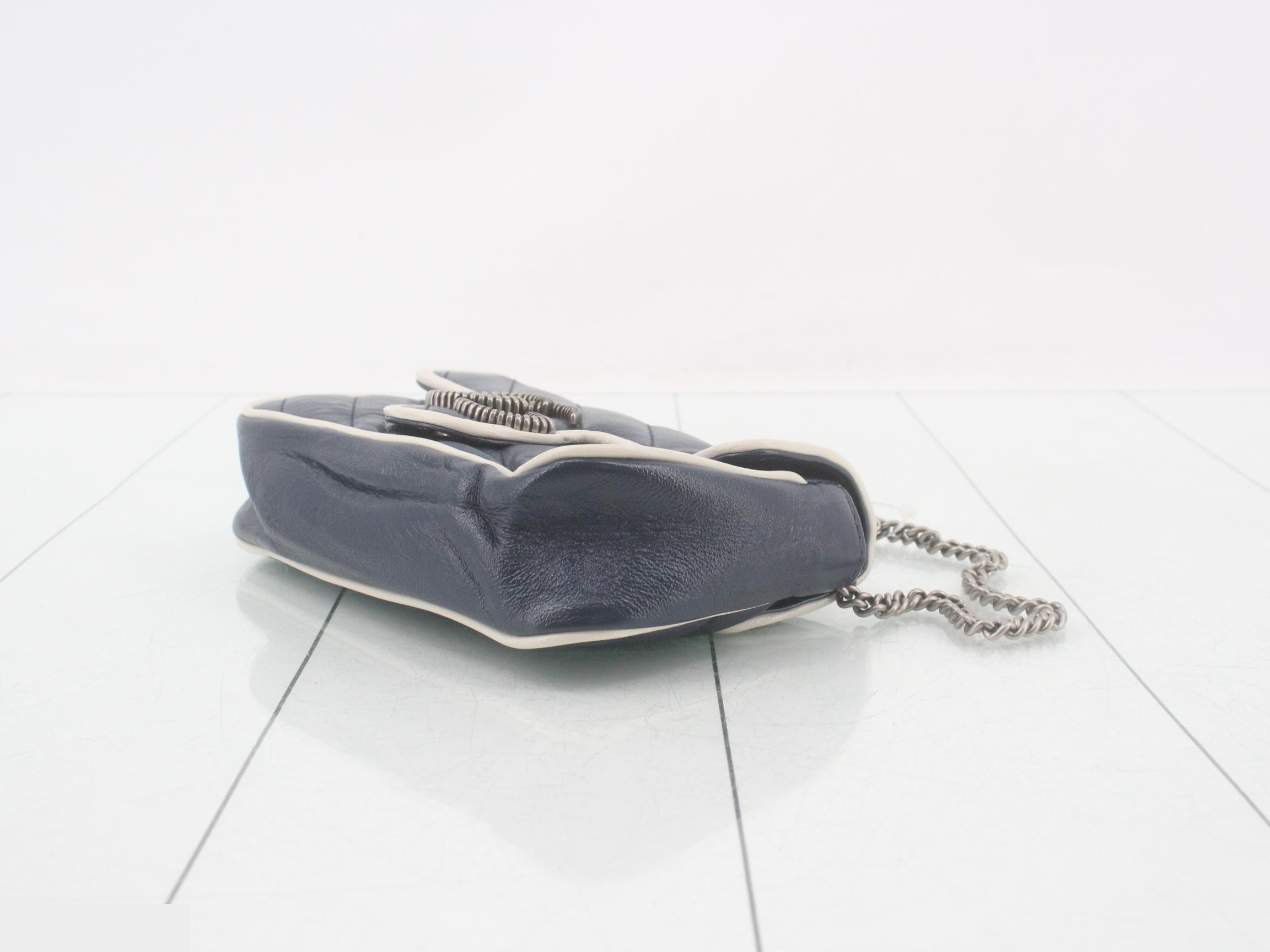 Marmont Flap White Blue Leather Chain Shoulder Bag — view 6