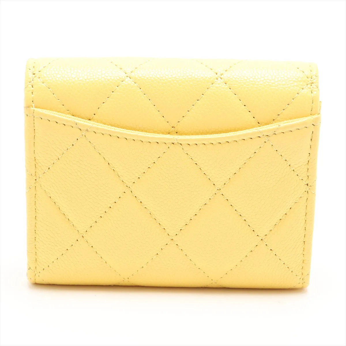Mini Matelassé Caviar Skin Chain Wallet, Yellow Leather, Gold Hardware, AX12GK6C, Random Serial Number — view 2