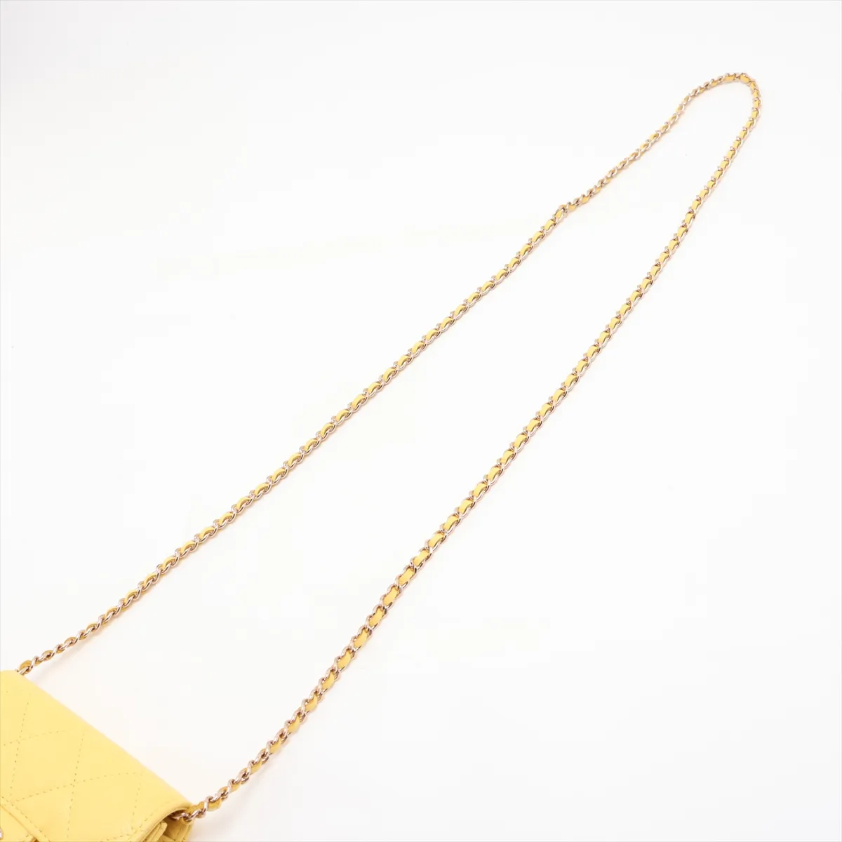 Mini Matelassé Caviar Skin Chain Wallet, Yellow Leather, Gold Hardware, AX12GK6C, Random Serial Number — view 5