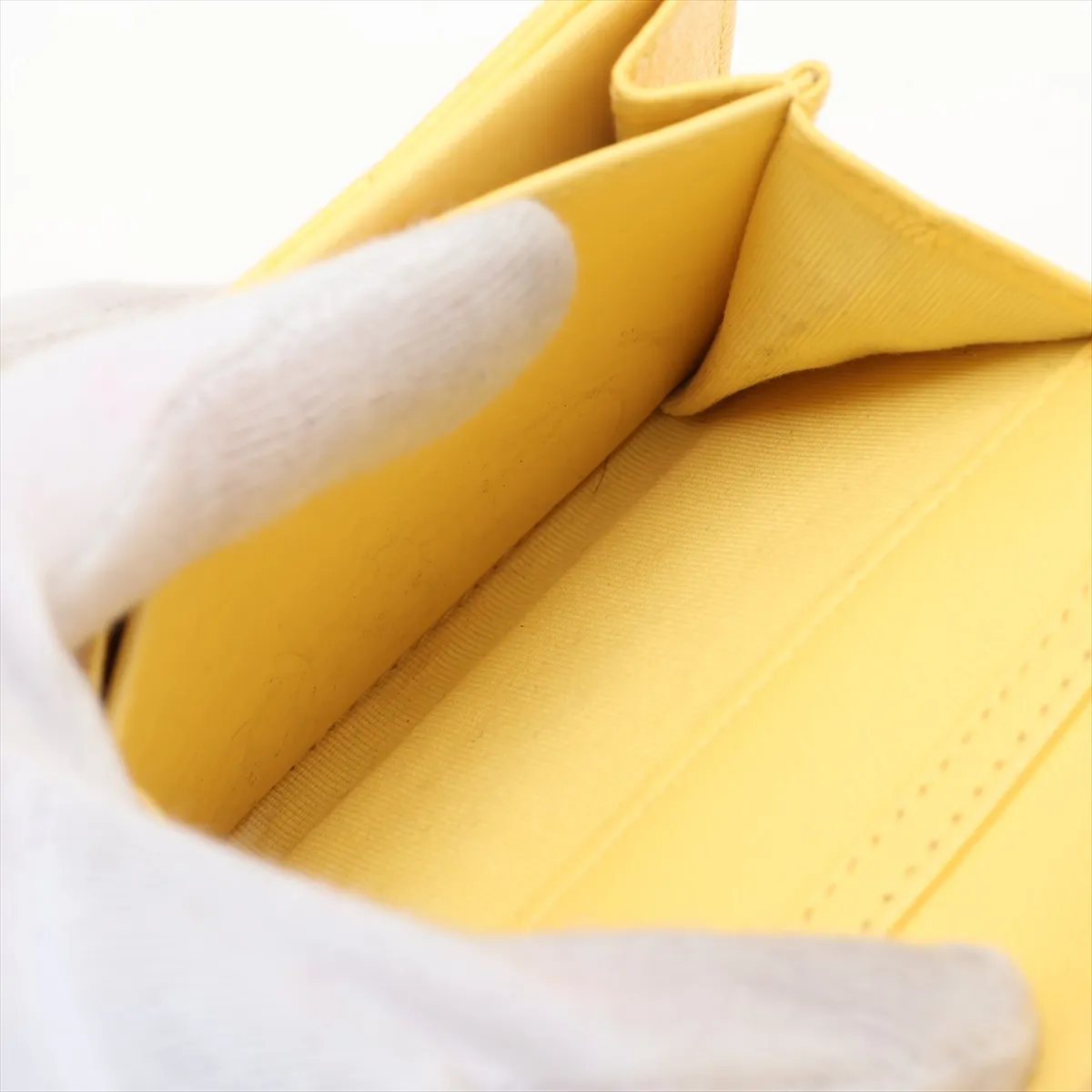 Mini Matelassé Caviar Skin Chain Wallet, Yellow Leather, Gold Hardware, AX12GK6C, Random Serial Number — view 6