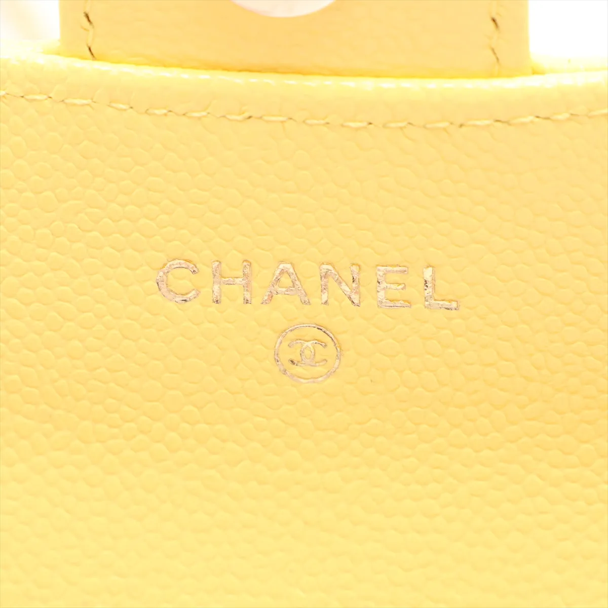 Mini Matelassé Caviar Skin Chain Wallet, Yellow Leather, Gold Hardware, AX12GK6C, Random Serial Number — view 9