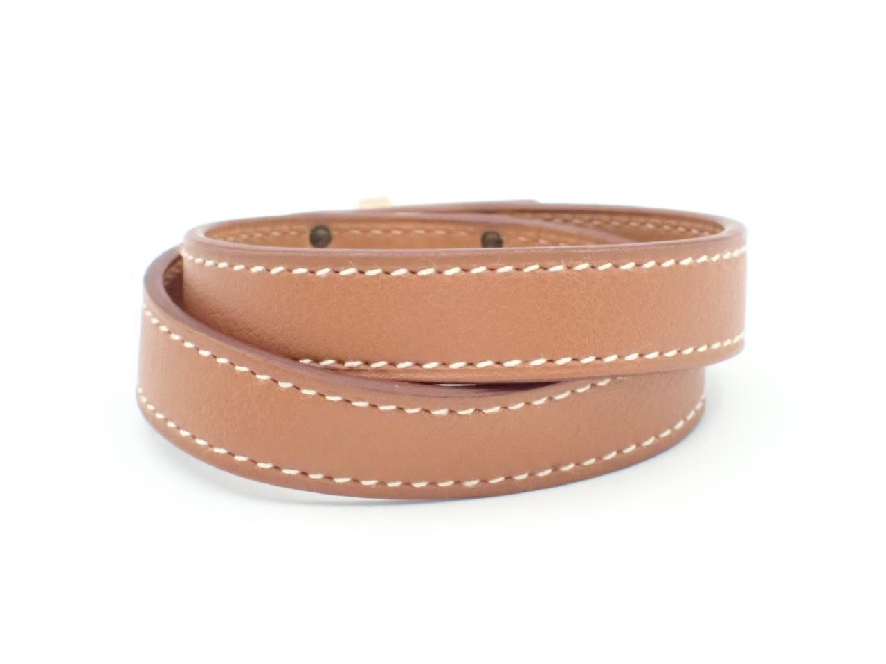 Kelly Double Tour Bracelet, GP x Leather, Gold, Brown — view 2