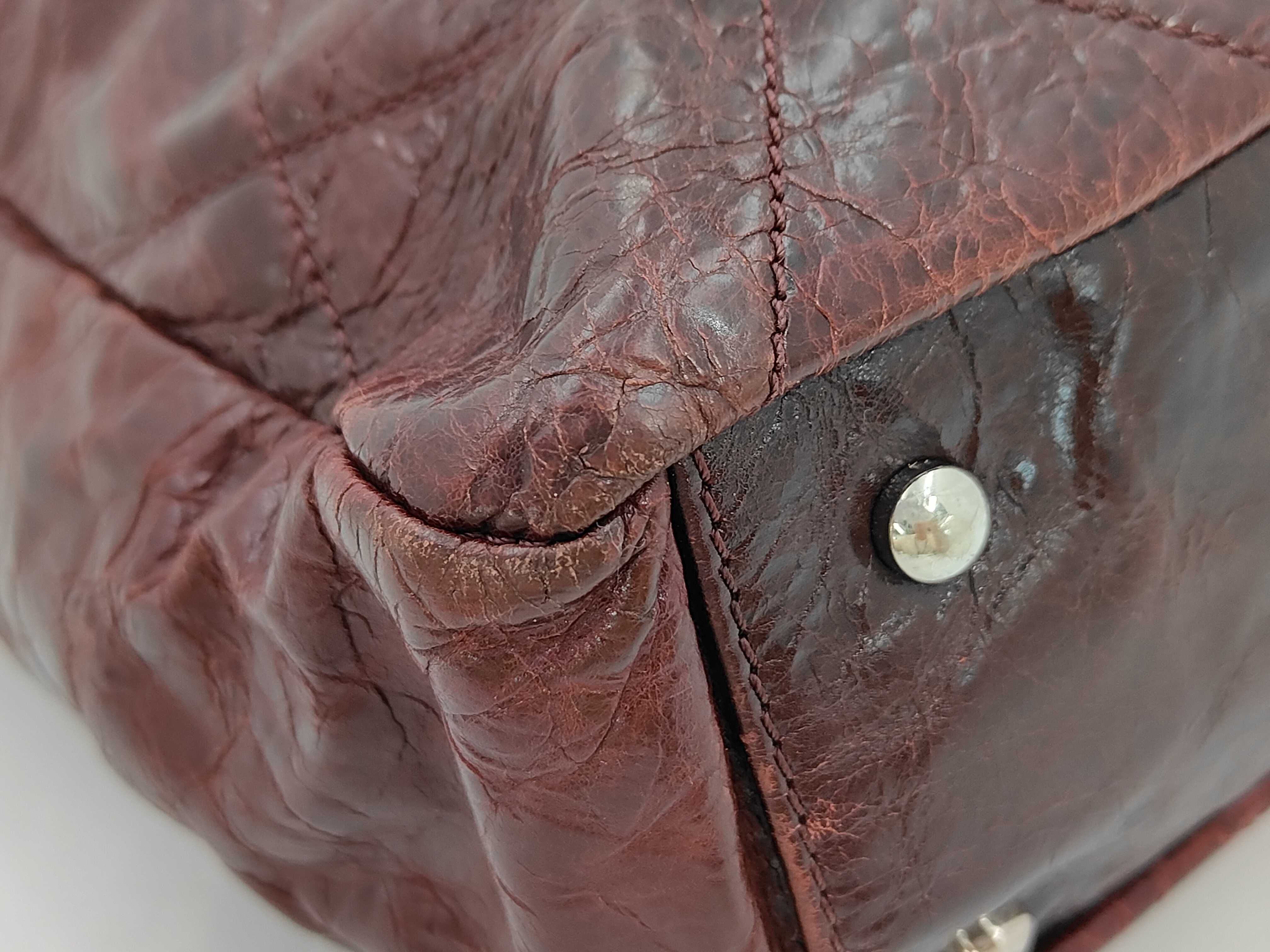 On the Road Leather Red Silver Coco Mark Handbag (Serial Number 13) — view 4