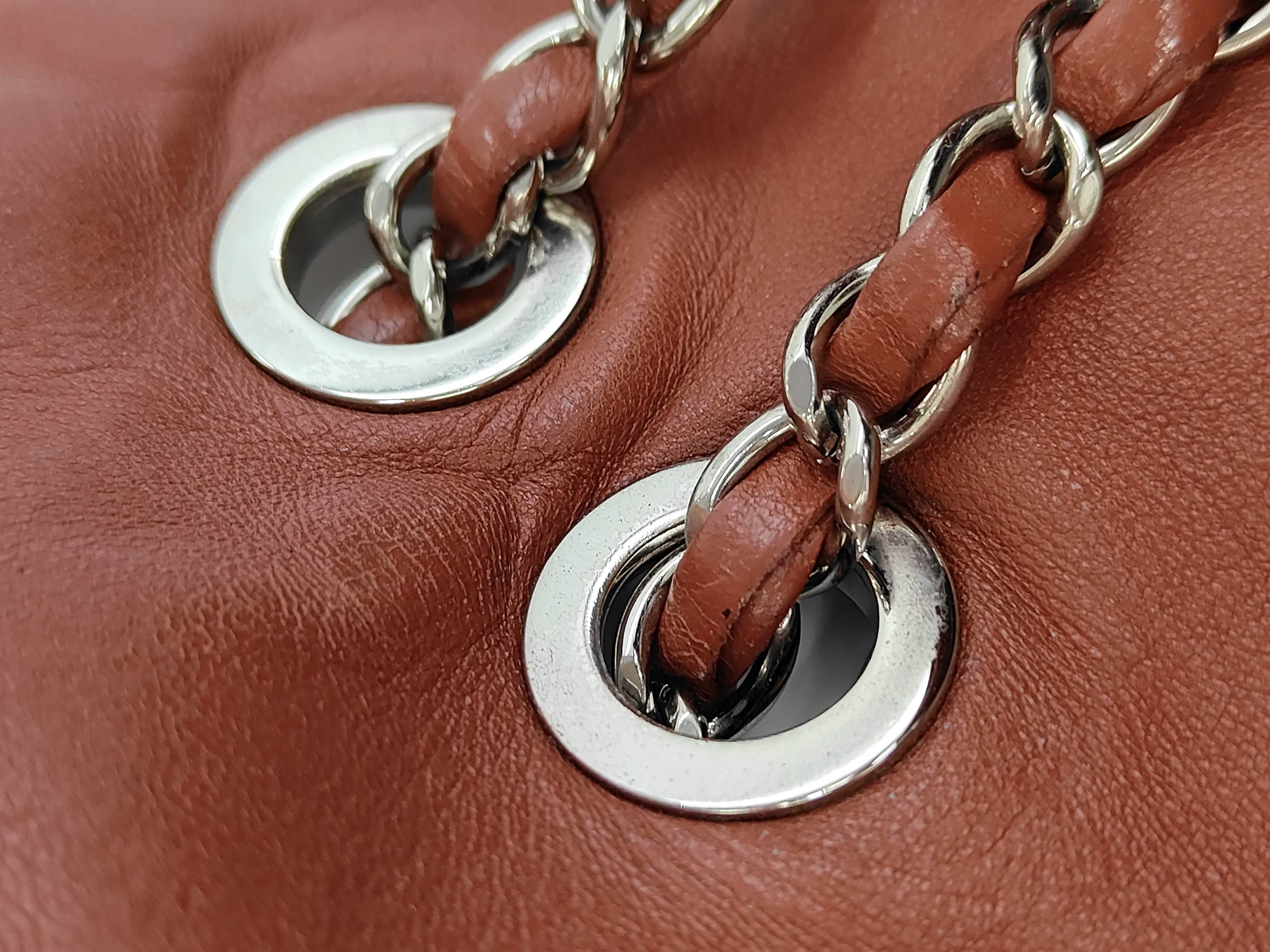 On the Road Leather Red Silver Coco Mark Handbag (Serial Number 13) — view 9