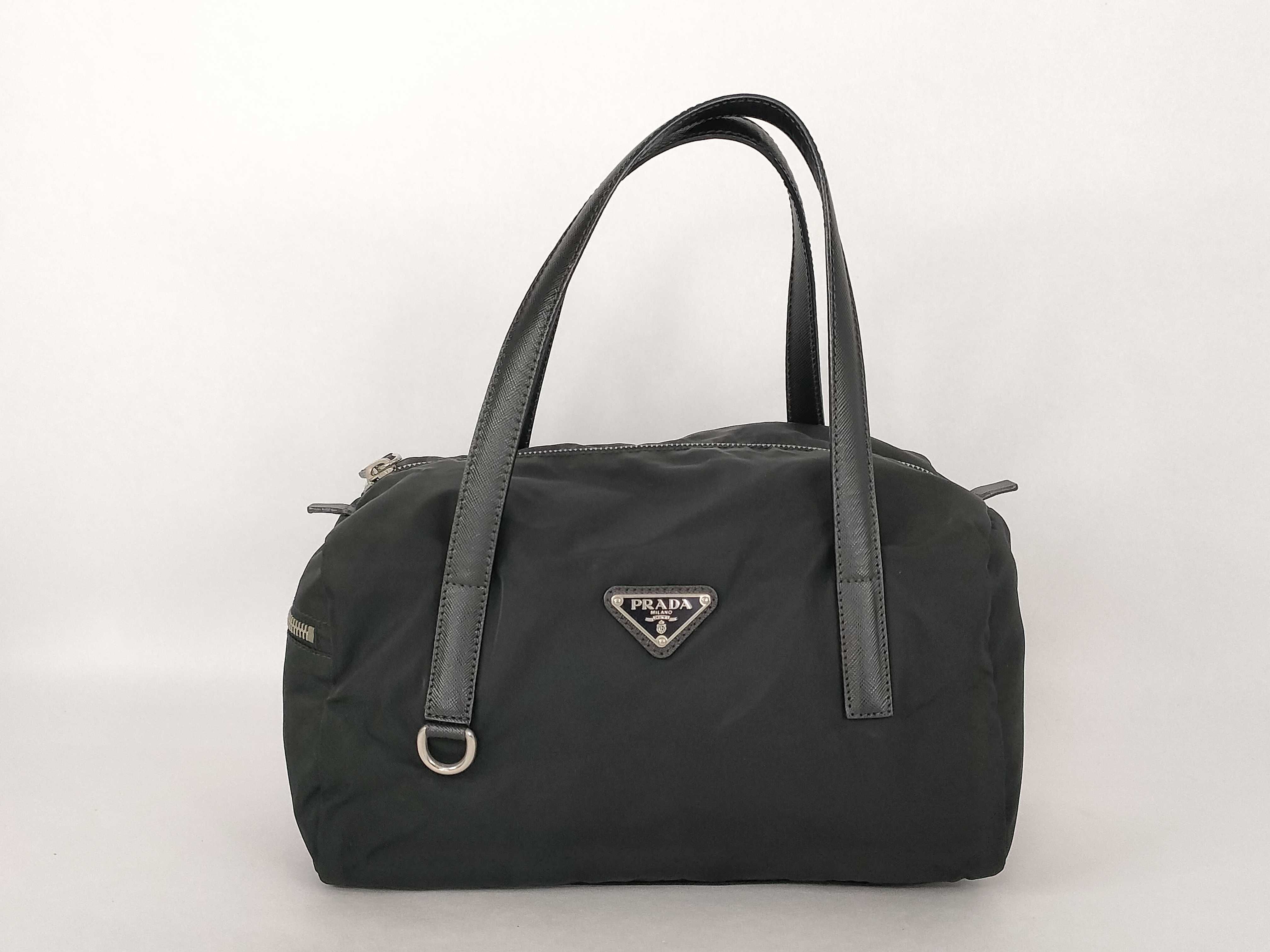 Nylon Prada Mini Boston Saffiano Nylon Triangle Logo Handbag